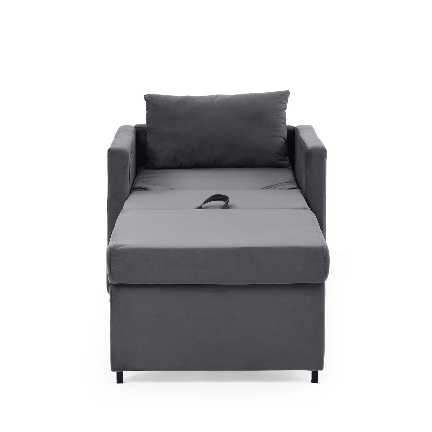 2-in-1 Convertible Sofa Chair Bed Space Saving Lounger Sleeper Chair- Gray_8