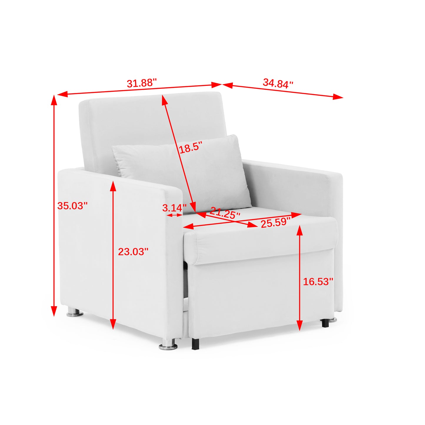 2-in-1 Convertible Sofa Chair Bed Space Saving Lounger Sleeper Chair- Beige_14