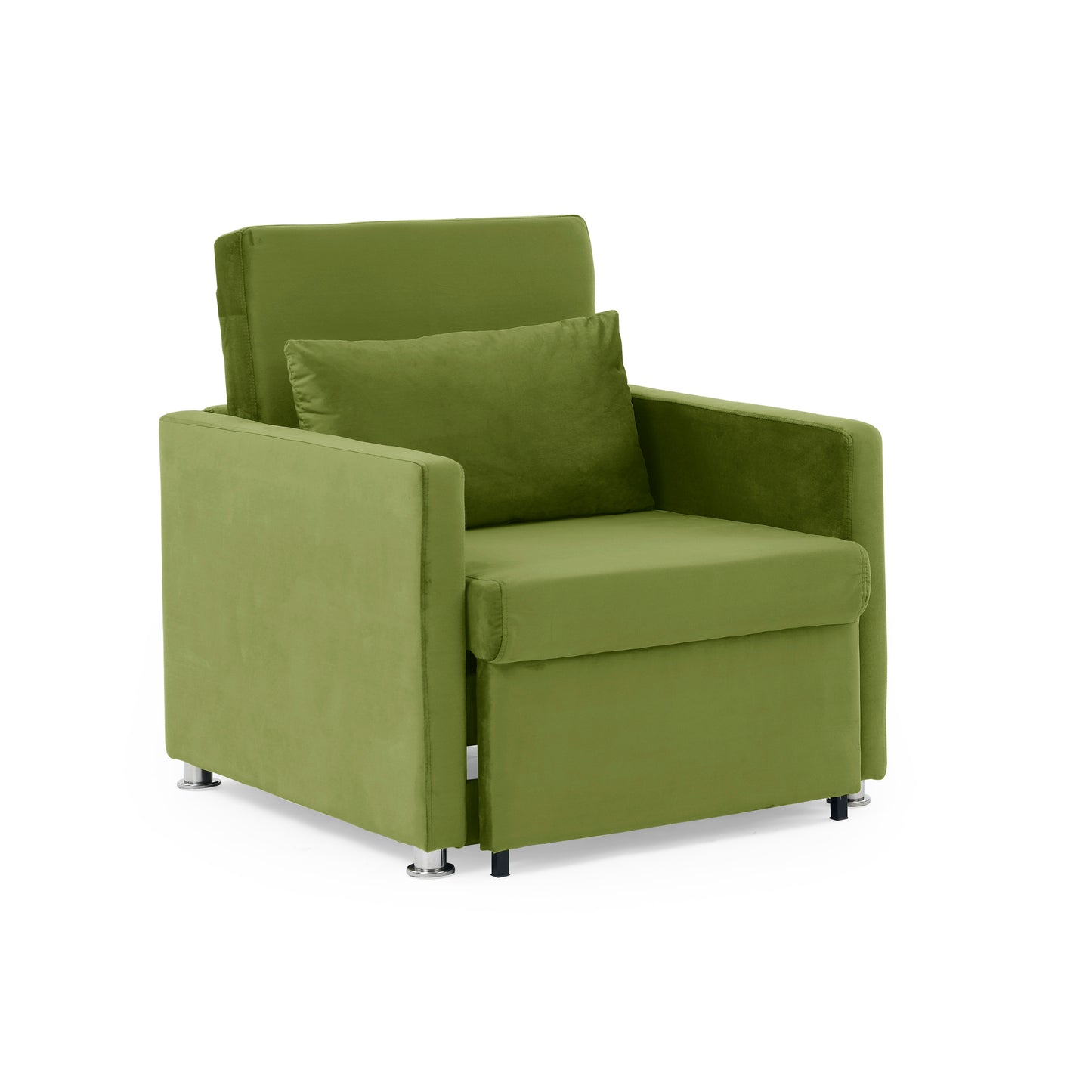 2-in-1 Convertible Sofa Chair Bed Space Saving Lounger Sleeper Chair- Green_5