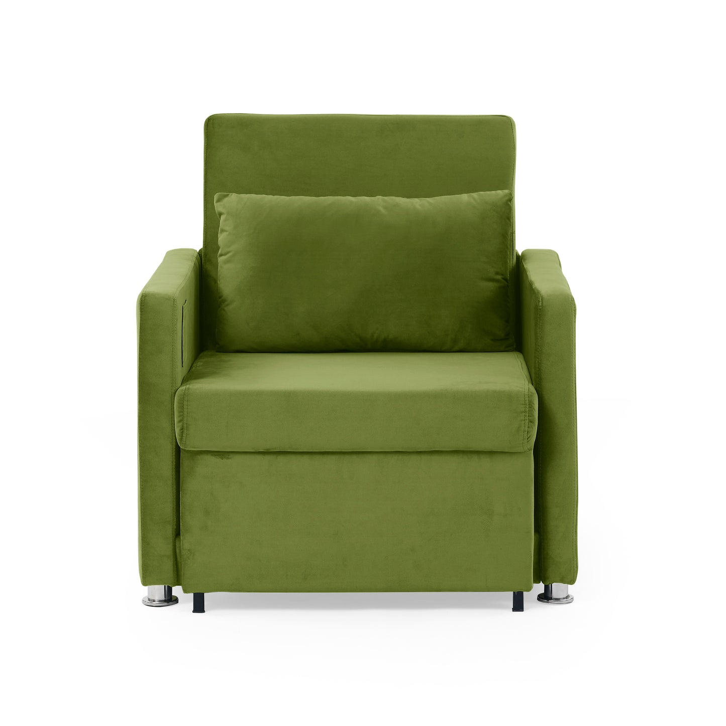 2-in-1 Convertible Sofa Chair Bed Space Saving Lounger Sleeper Chair- Green_3