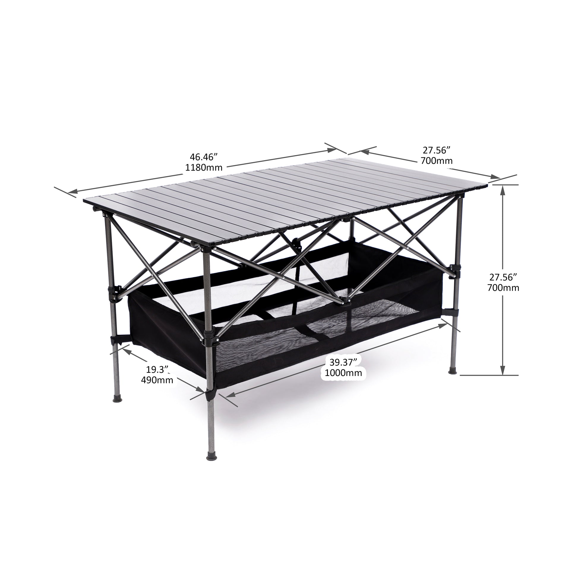 Set of 3, Folding Outdoor Table and Chairs Set for Indoor, Outdoor Camping, Picnics, Beach,Backyard, BBQ, Party, Patio, Black/Gray-_16