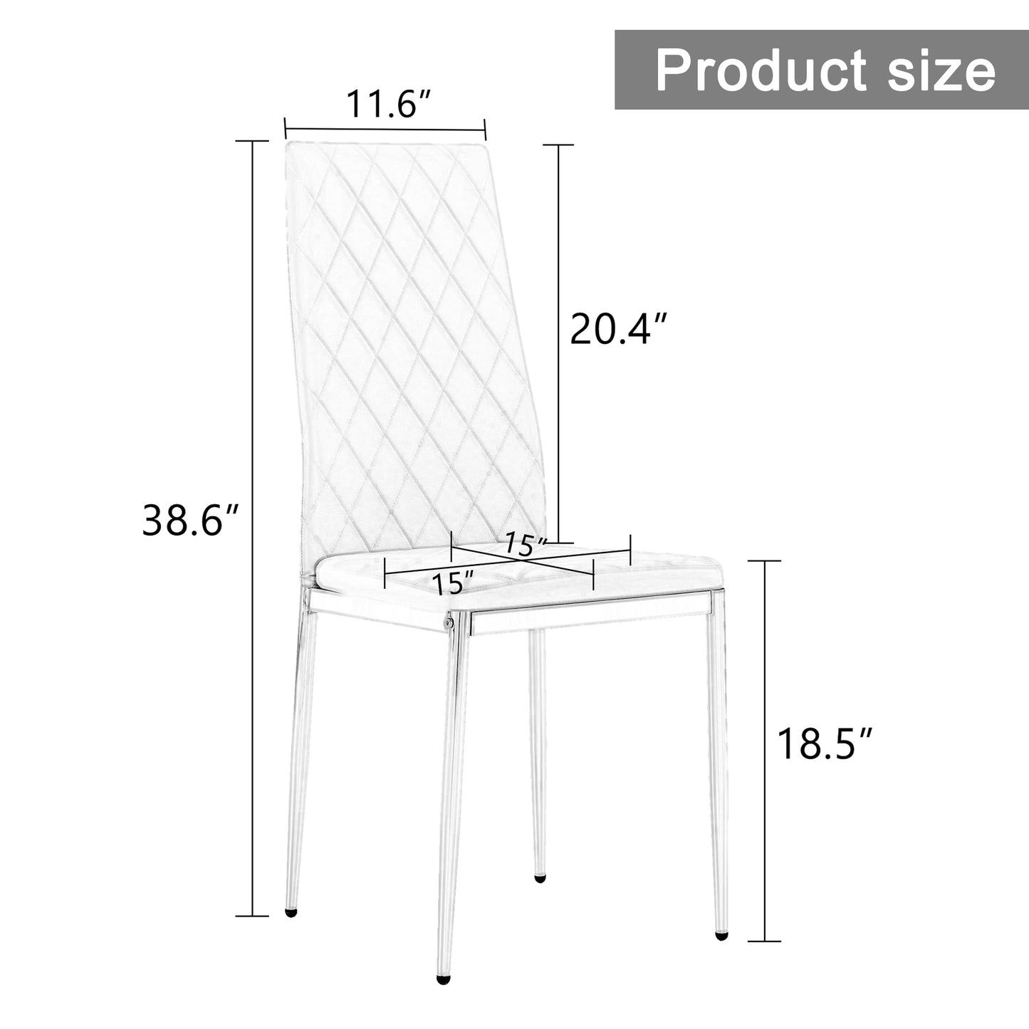 Set of 5 Tempered Glass Dining Table with Dining Chairs- Transparent Table+White Chairs_9