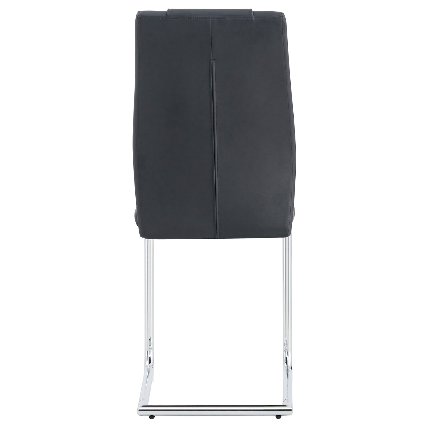 6 Pcs Faux Leather Upholstered Grid High Back Dining Chairs with Metal Base- Black, Silver_22