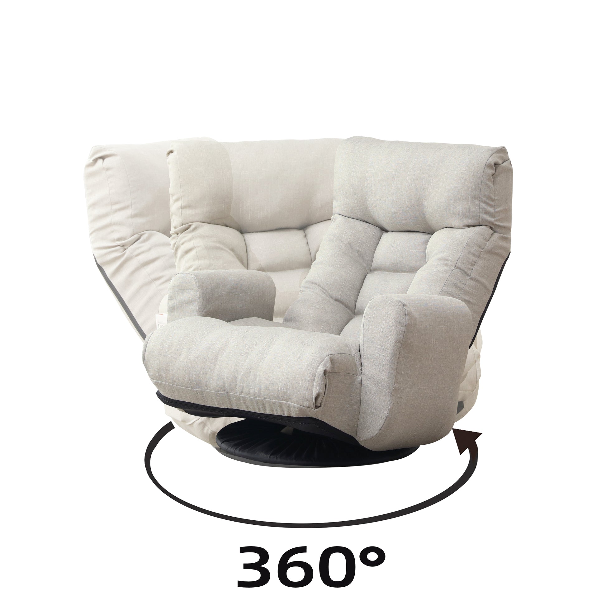 Swivel Indoor Recliner Floor Chair with Adjustable Headrest and Side Pockets- Gray_4