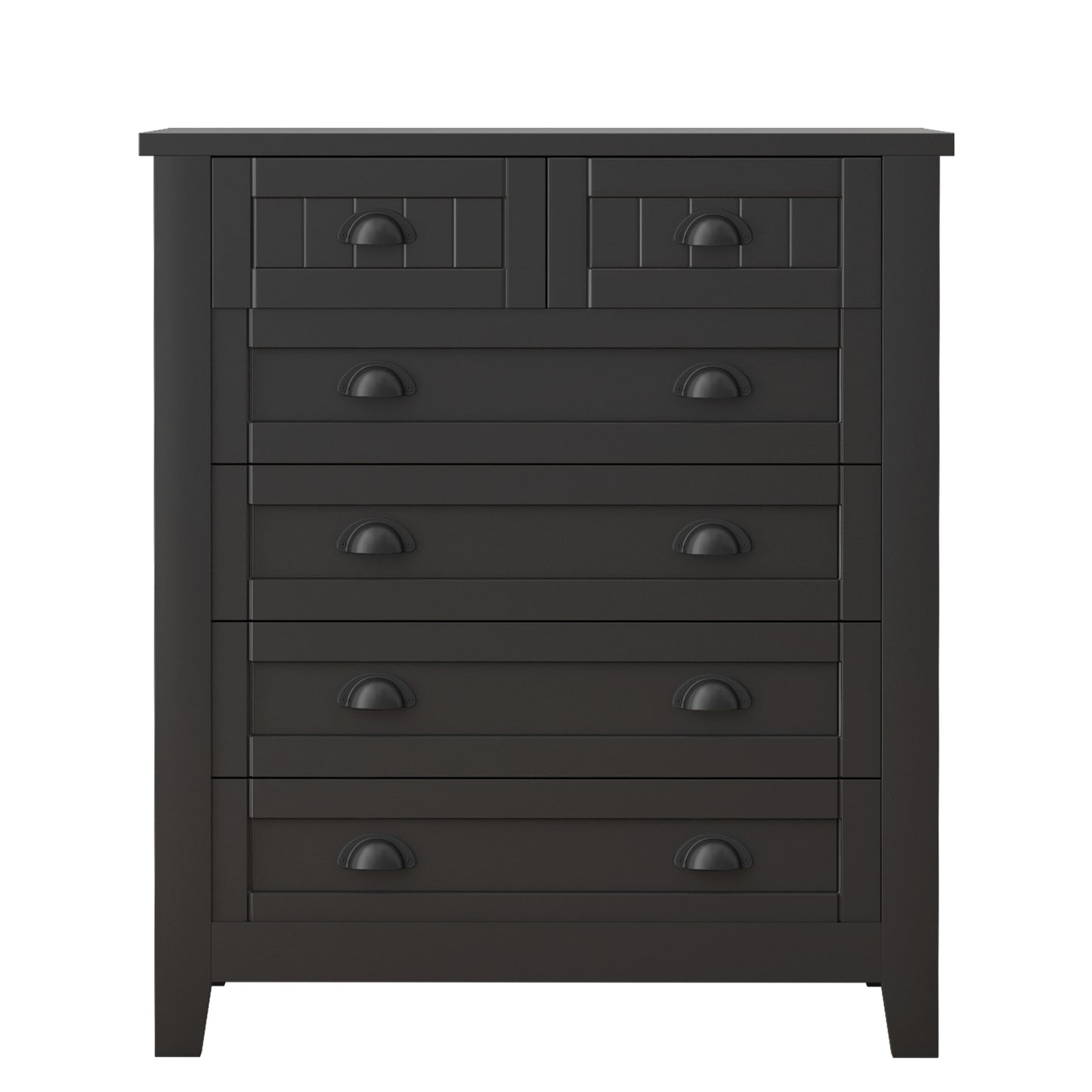 6 Drawers Wood Accent Stylish Tall Dresser Chest and Storage Organizer- Black_9