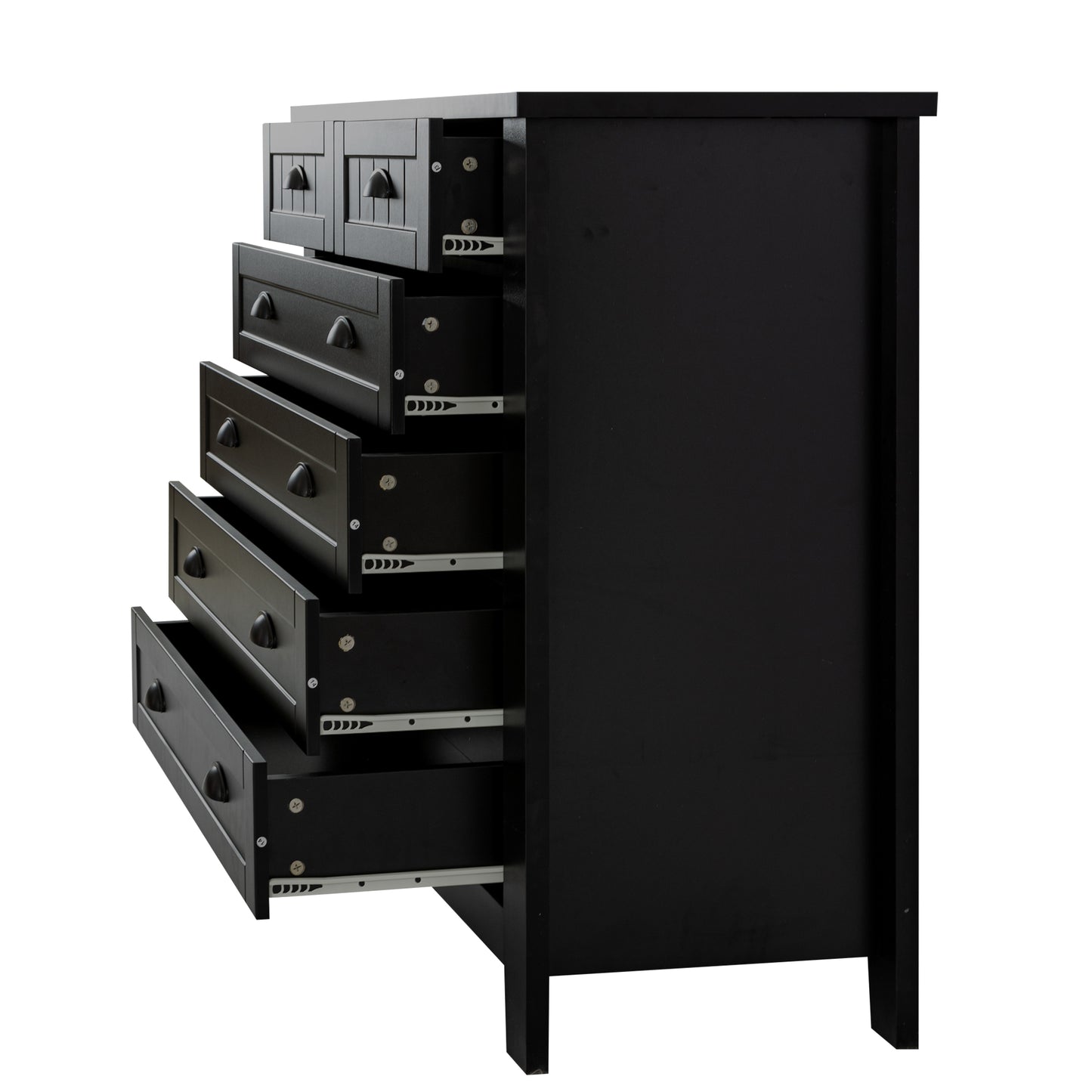 6 Drawers Wood Accent Stylish Tall Dresser Chest and Storage Organizer- Black_6