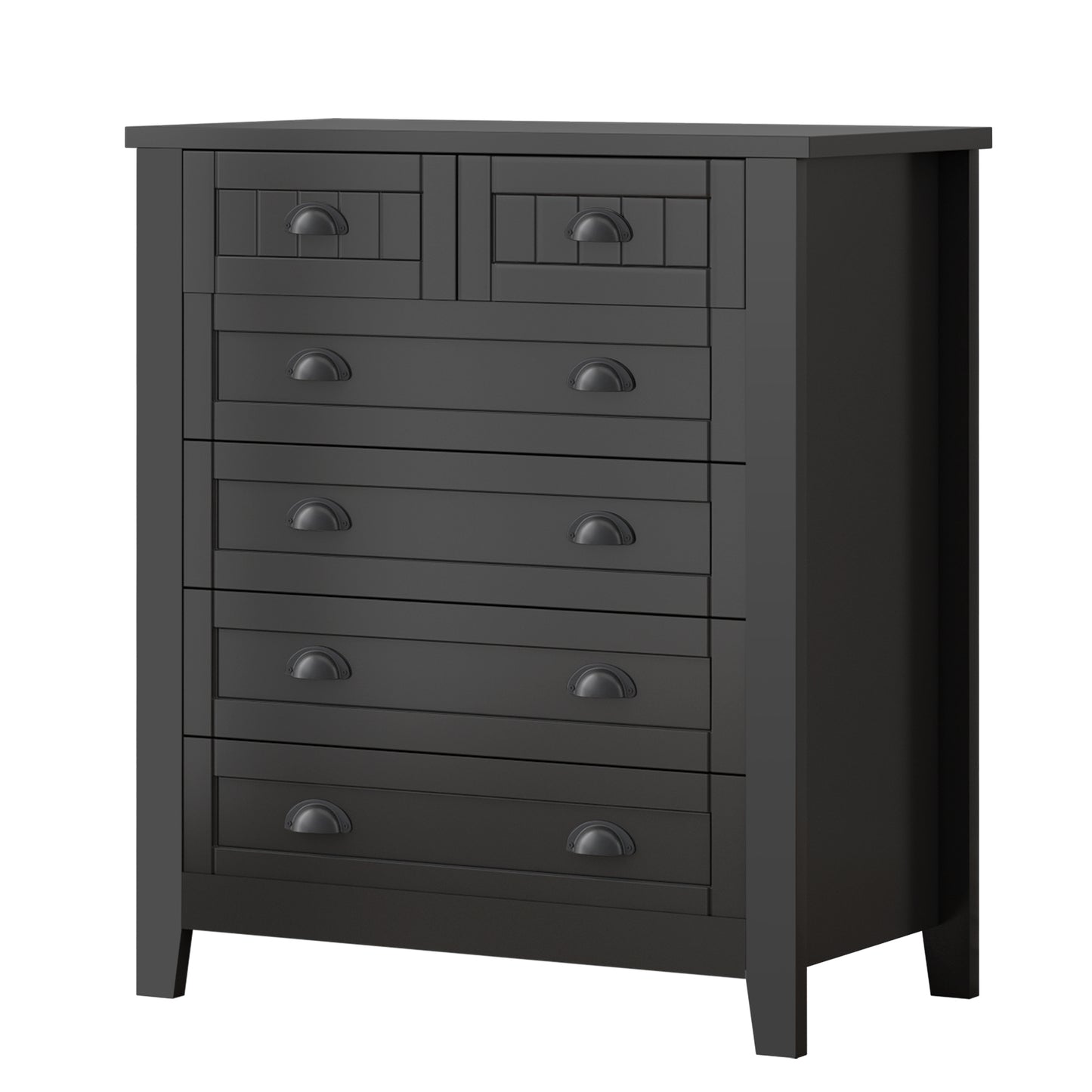 6 Drawers Wood Accent Stylish Tall Dresser Chest and Storage Organizer- Black_10