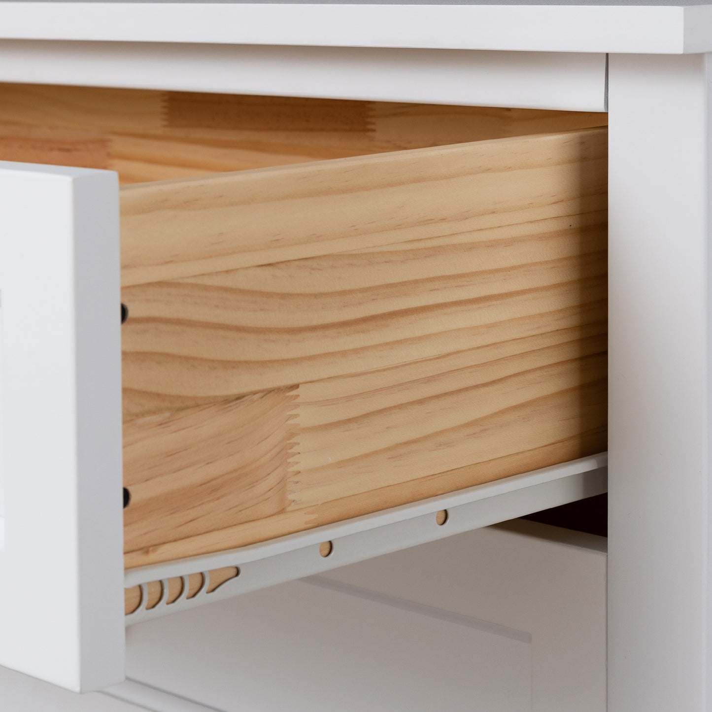 4 Drawers Wooden Stylish Side Board Dresser and Storage Organizer- White_17