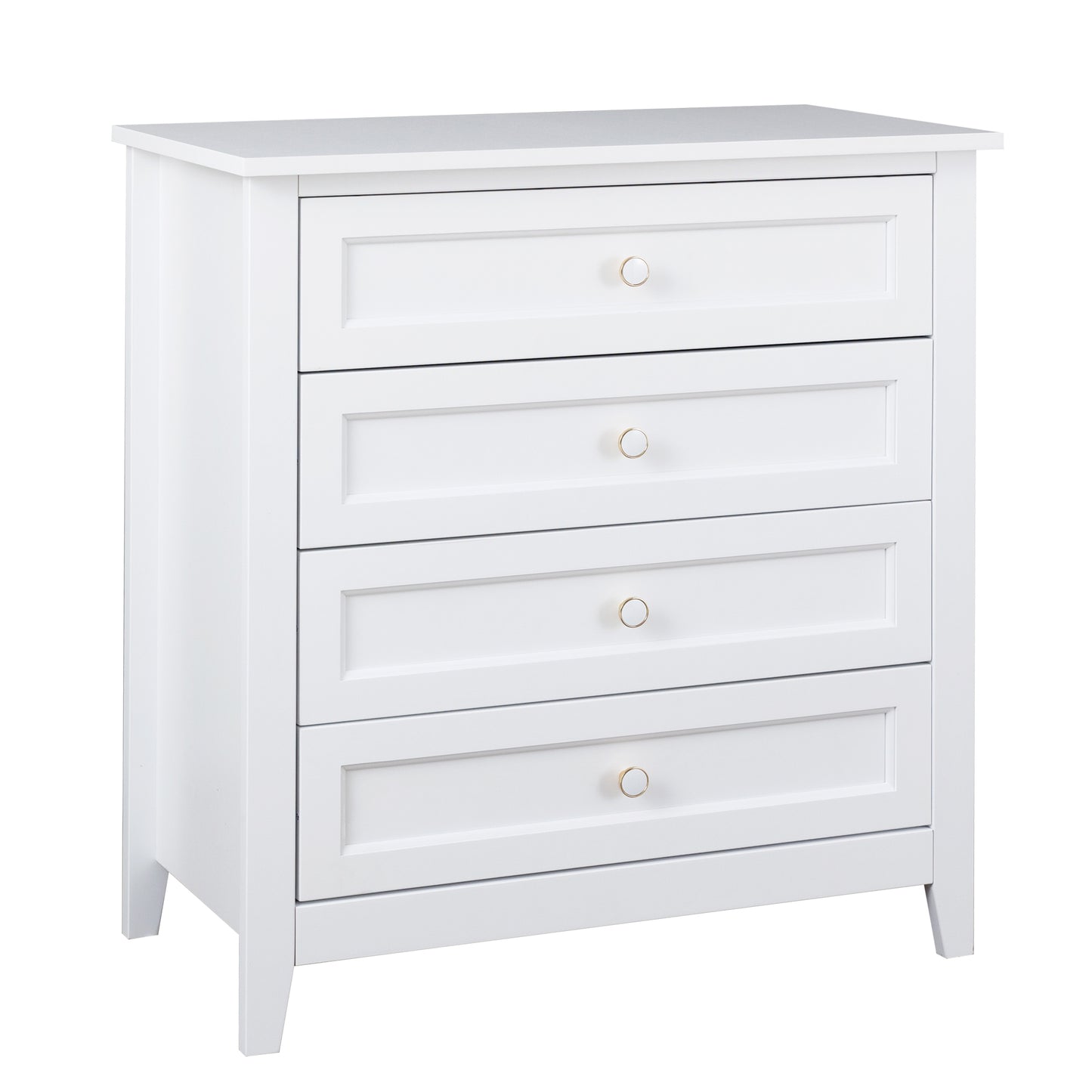 4 Drawers Wooden Stylish Side Board Dresser and Storage Organizer- White_8