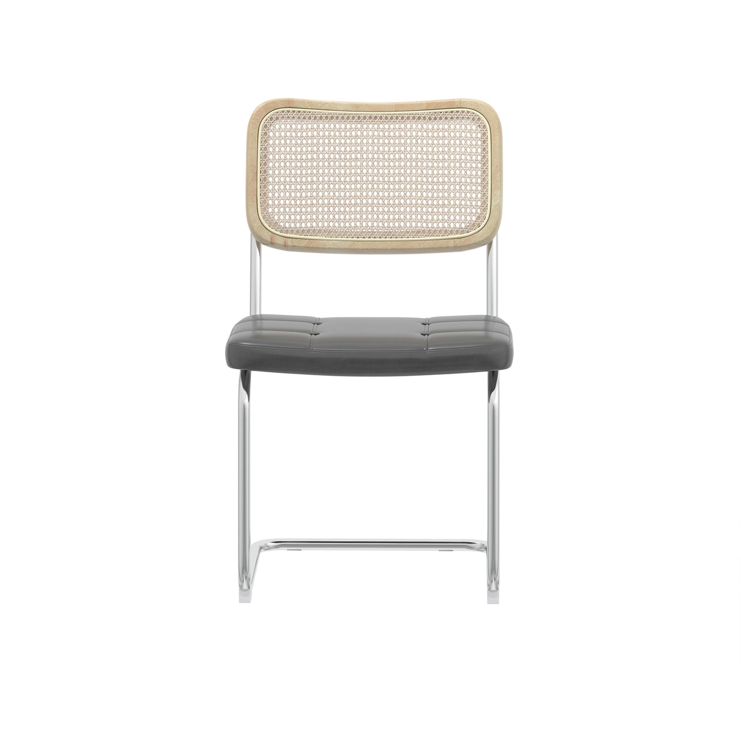 Set of 4 PU Leather Dining Chair with High-Density Sponge Rattan Chair- Gray_7