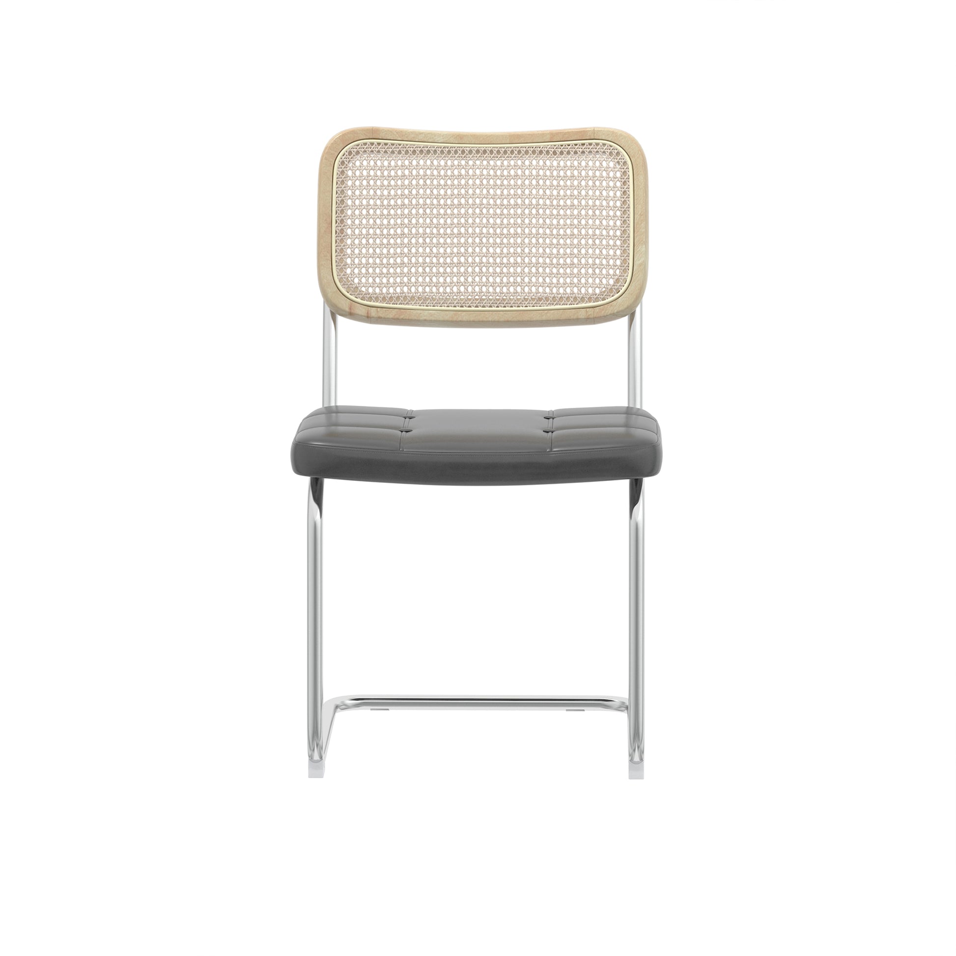 Set of 4 PU Leather Dining Chair with High-Density Sponge Rattan Chair- Gray_7