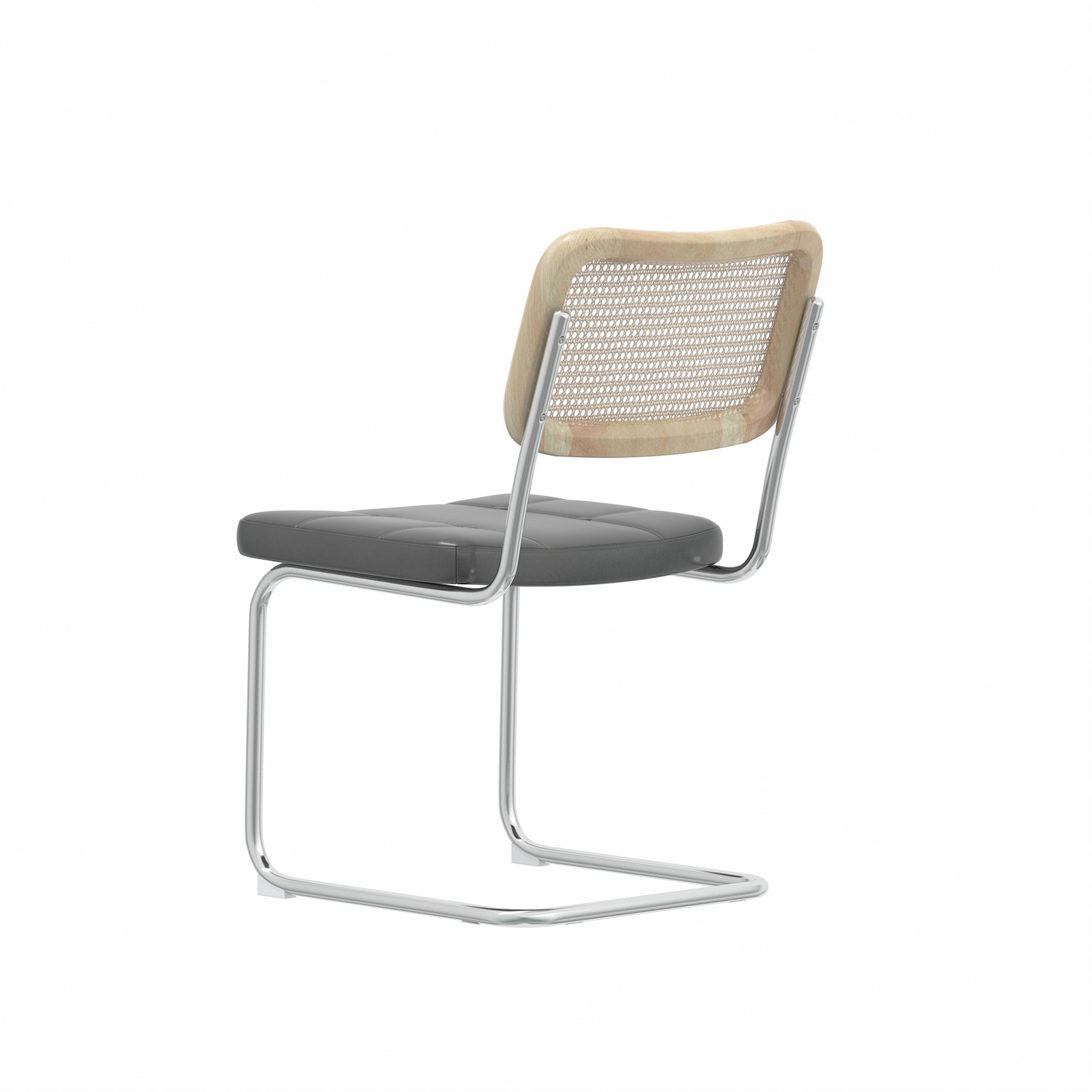 Set of 4 PU Leather Dining Chair with High-Density Sponge Rattan Chair- Gray_9