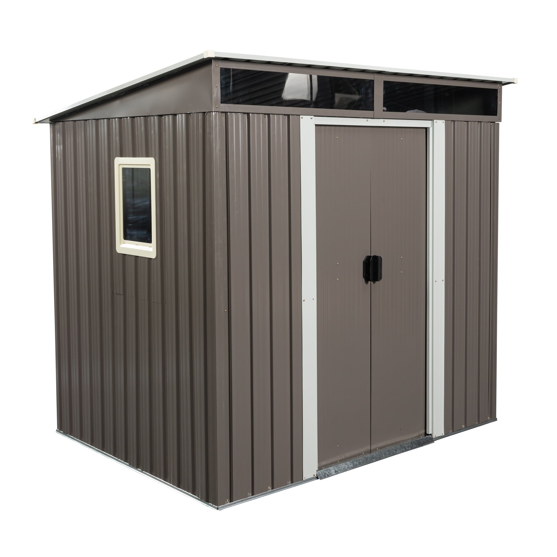 6ft x 5ft Outdoor Metal Storage Shed With Window and Transparent Plate- Gray_6