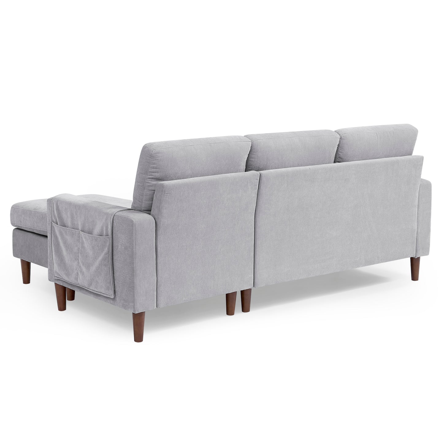 3 Seats L-shape Convertible Sectional Sofa with Removable Cushions and Pocket- Grey_8