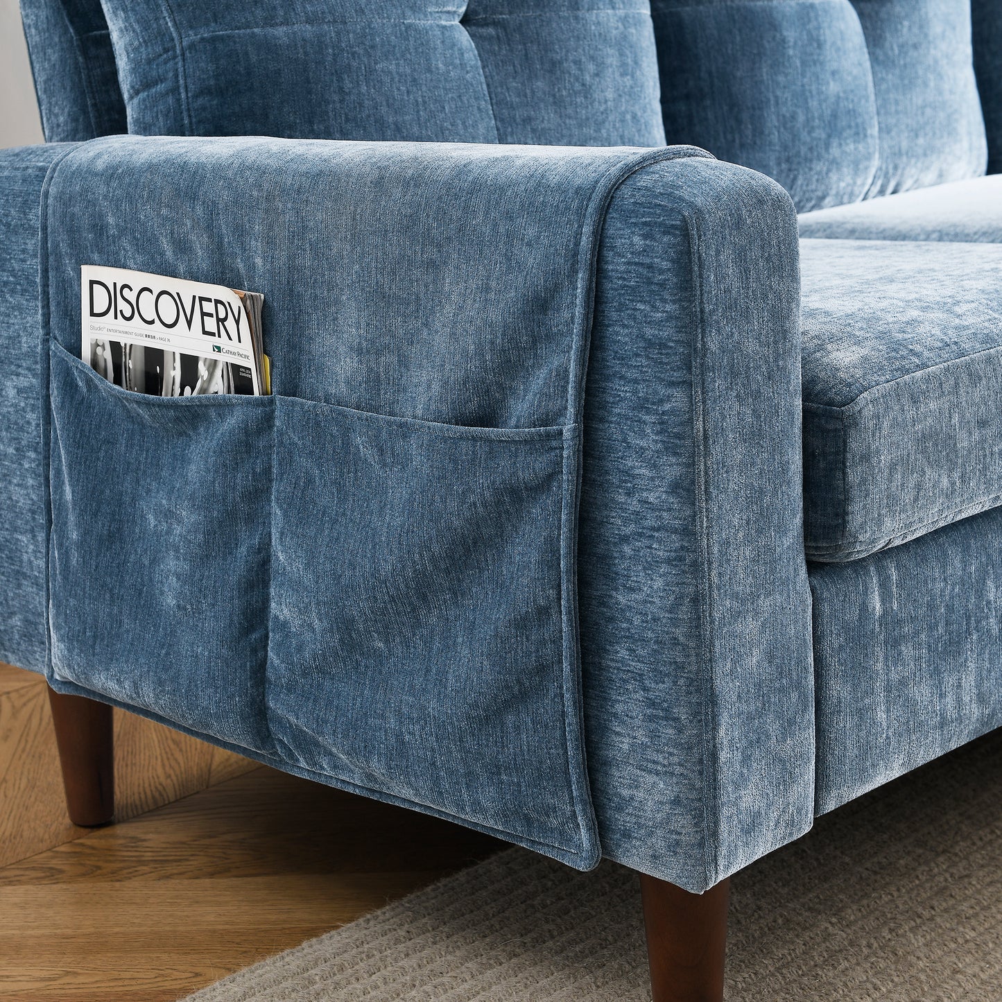 3 Seats L-shape Convertible Sectional Sofa with Removable Cushions and Pocket- Navy_14
