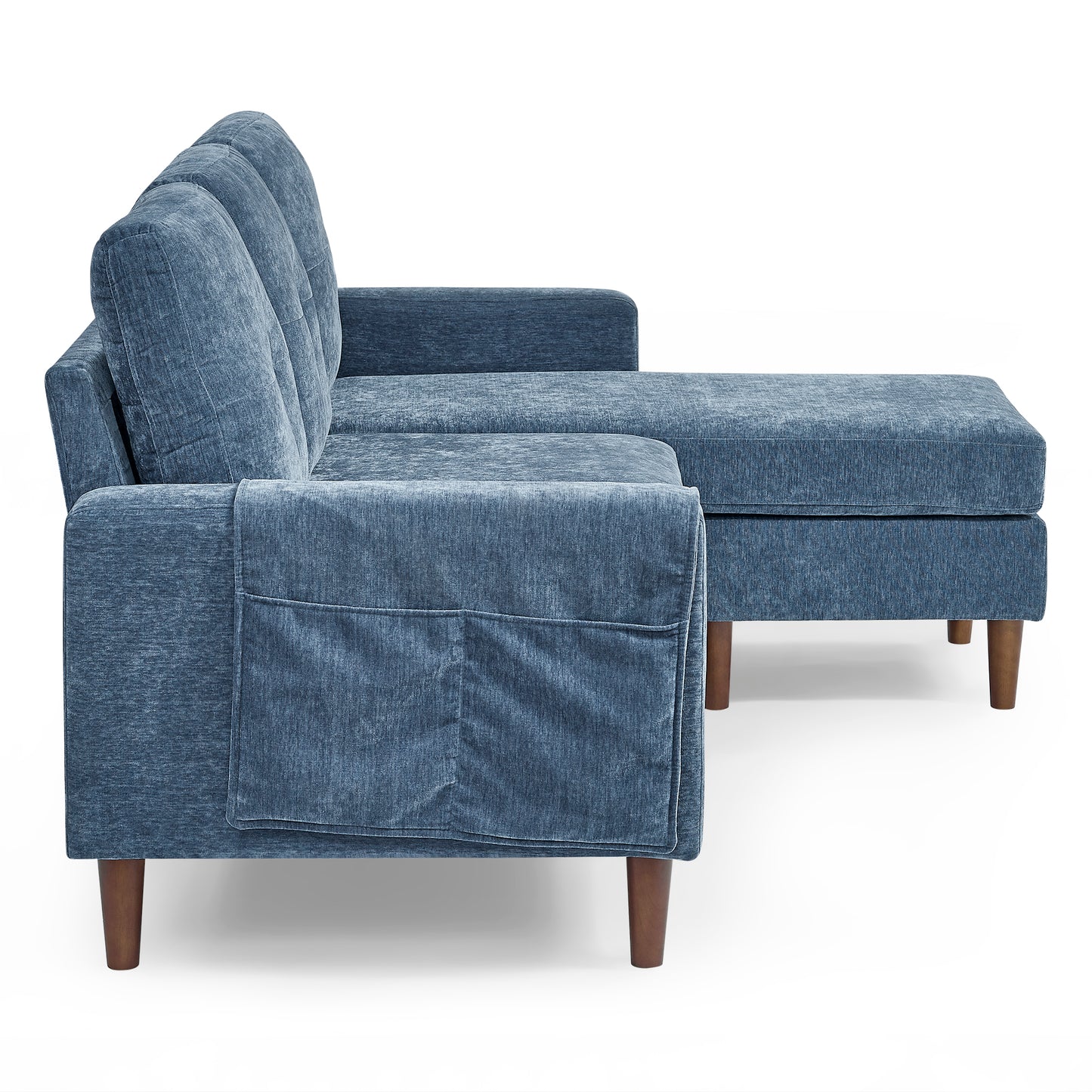 3 Seats L-shape Convertible Sectional Sofa with Removable Cushions and Pocket- Navy_9