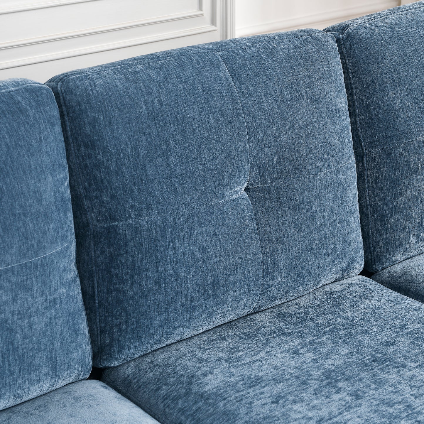 3 Seats L-shape Convertible Sectional Sofa with Removable Cushions and Pocket- Navy_15