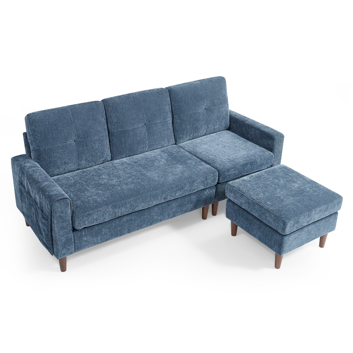 3 Seats L-shape Convertible Sectional Sofa with Removable Cushions and Pocket- Navy_8
