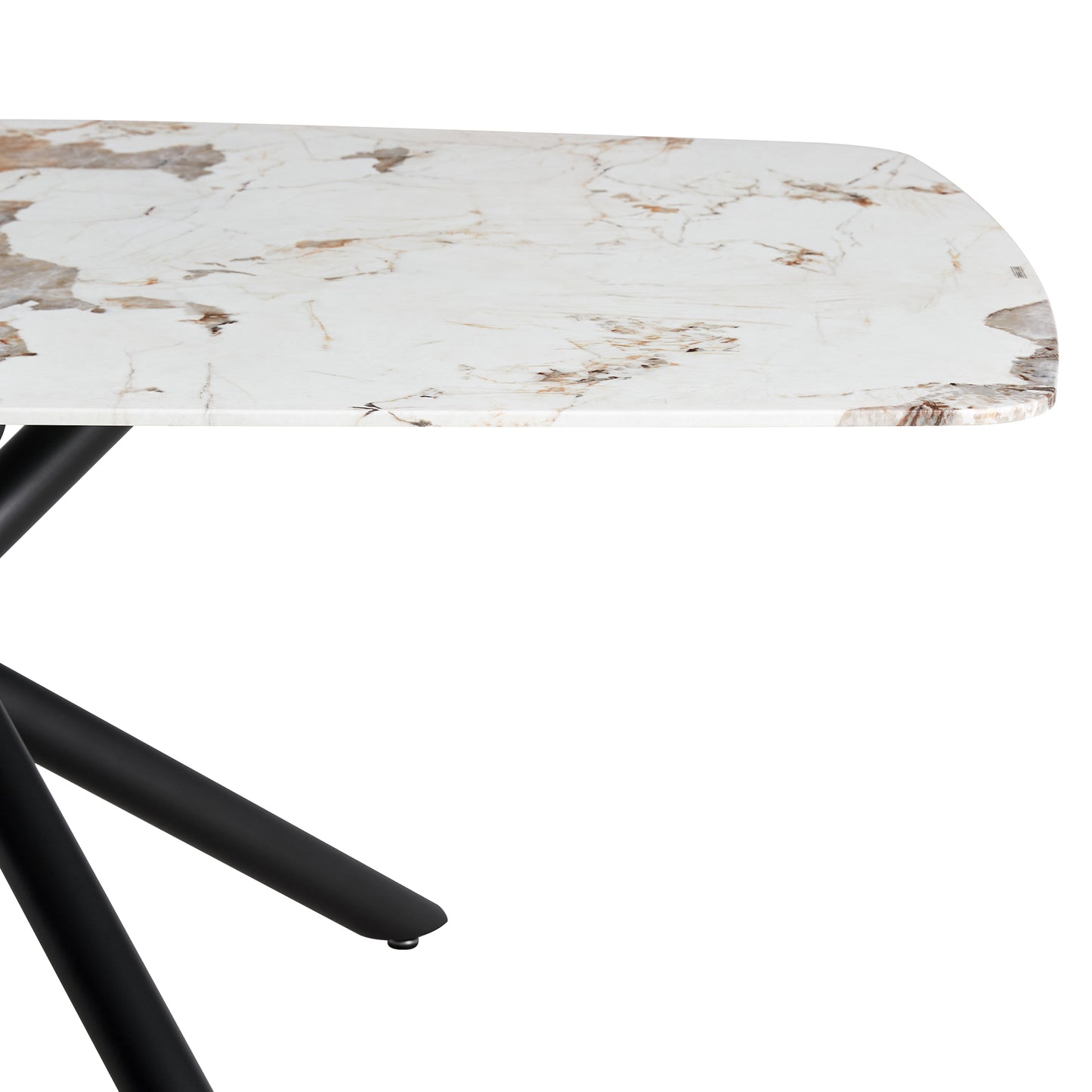 6-8 Seater Modern Kitchen Dining Table Rectangular Marble Glass Table Top with Metal Legs_13