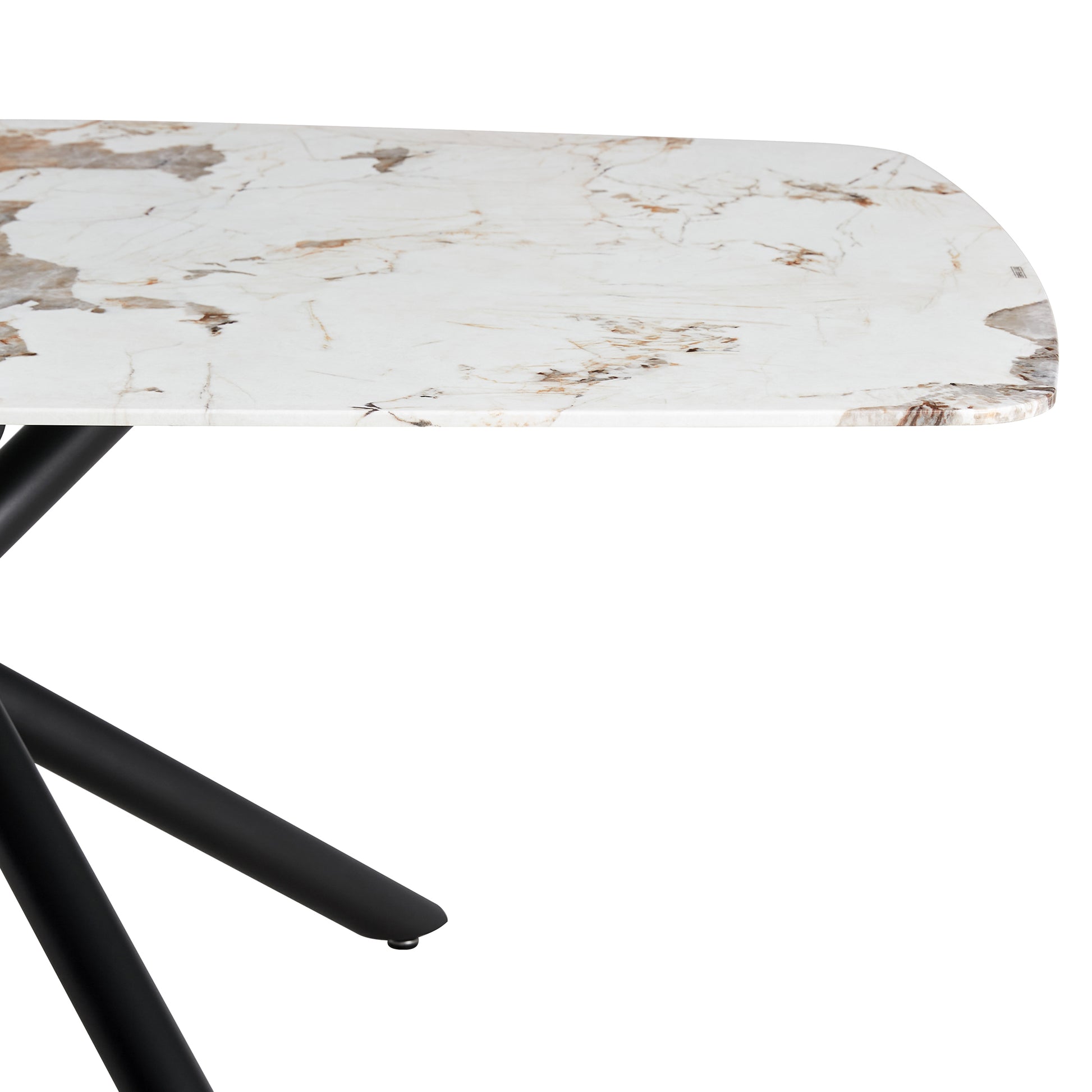 6-8 Seater Modern Kitchen Dining Table Rectangular Marble Glass Table Top with Metal Legs_13