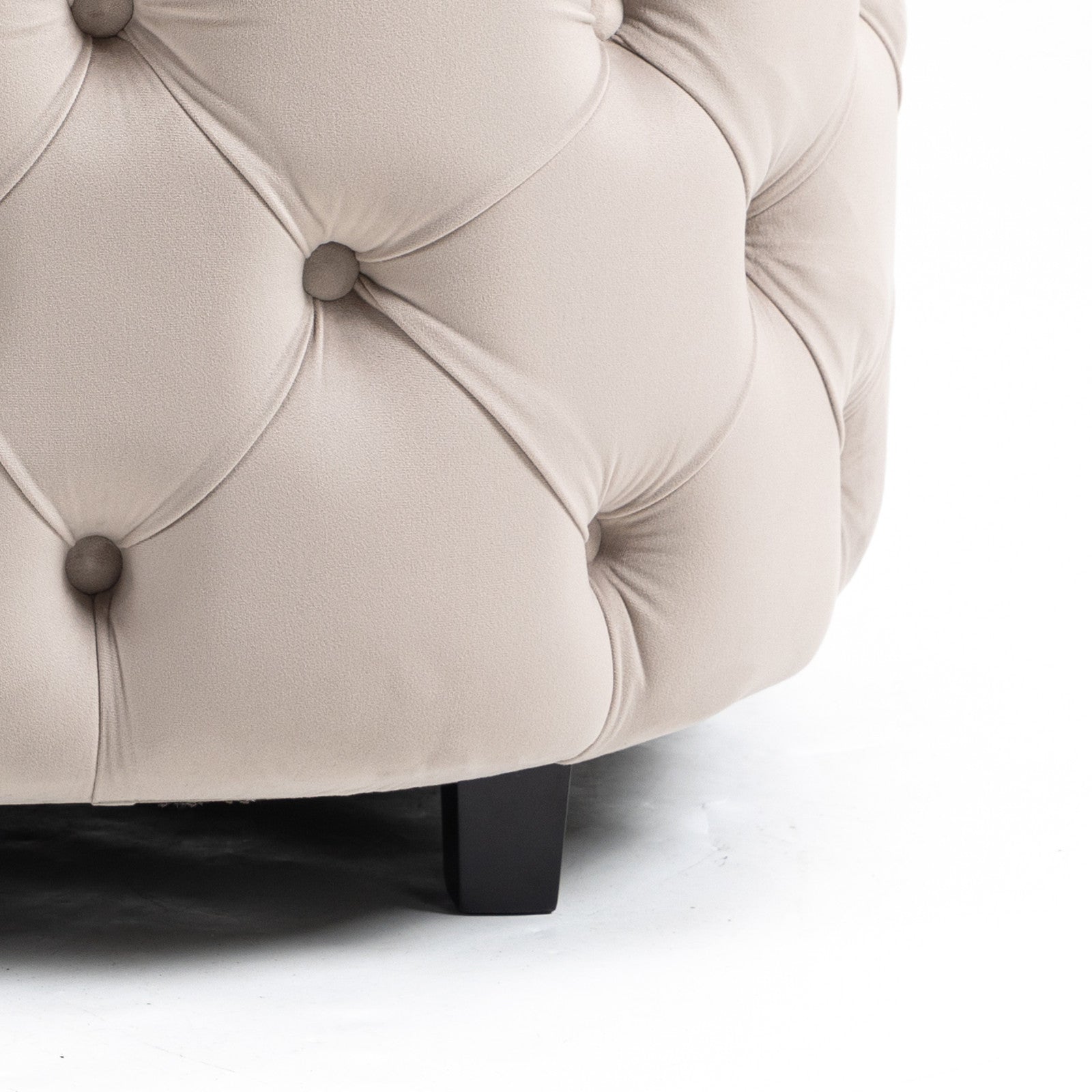 Tufted Upholstered Classical Living Room Barrel Accent Chair with Pillows- Khaki_8
