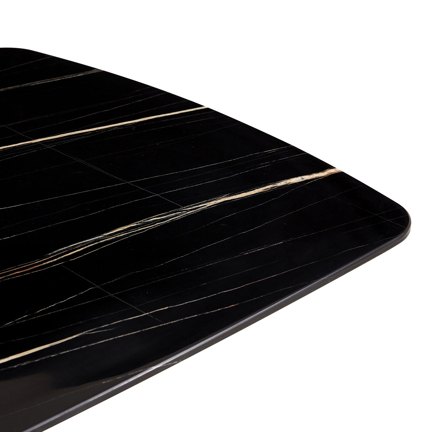 6-8 Seater Modern Kitchen Dining Table Rectangular Black Marble Table Top with Gold Metal Legs_22