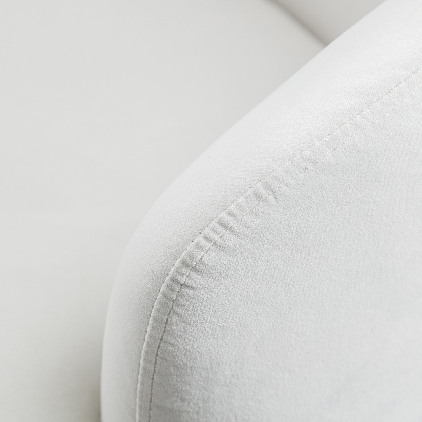 Velvet Fabric Swivel Accent Armchair Plain Barrel Chair With Black Metal Ring- White_6