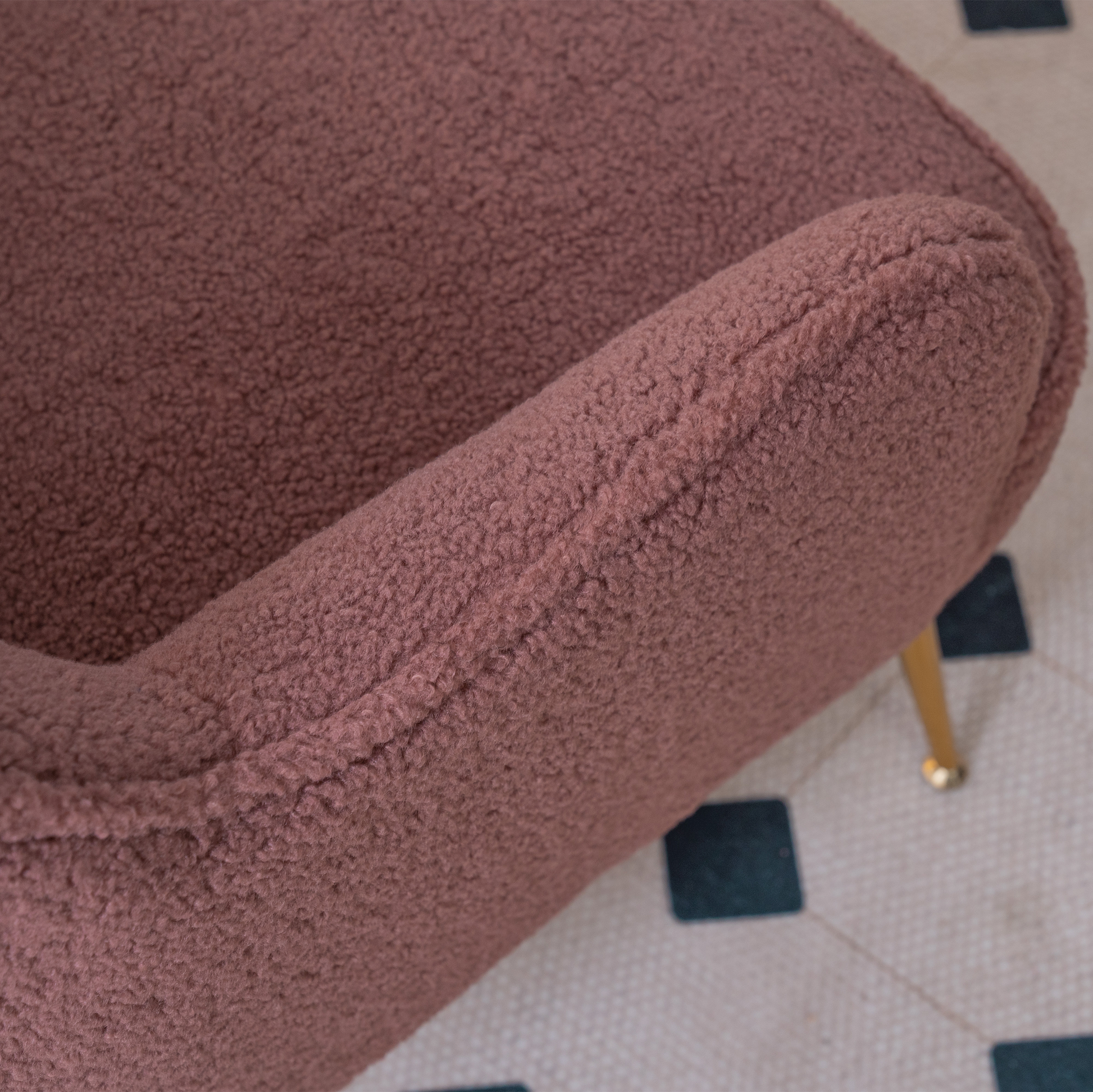 Modern Teddy Fabric Shell Chair Accent Armchair with Golden Legs- Red_7