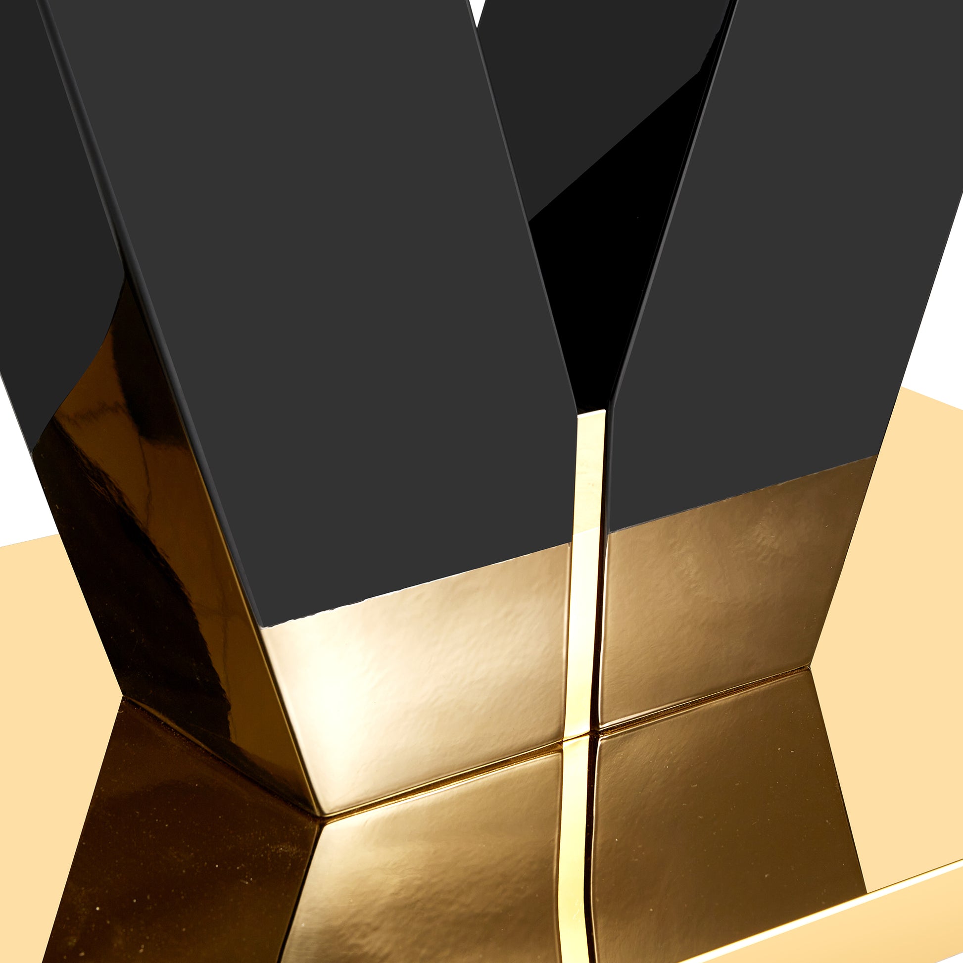 6-8 Seater Modern Minimalist 0.4" Tempered Glass Tabletop and V-Shaped Slab Legs- Black, Gold_14