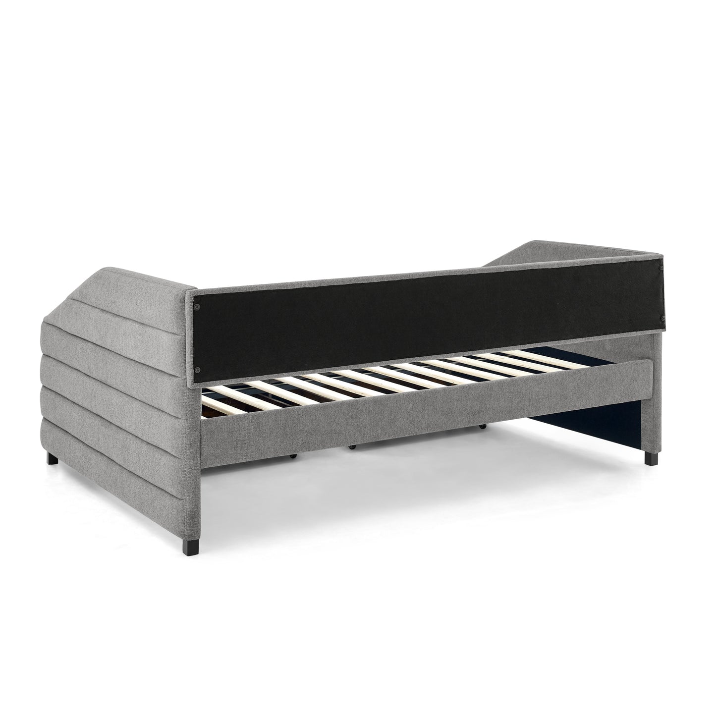 Full Size Daybed with Two Drawers Trundle Upholstered Tufted Sofa Bed- Grey_6