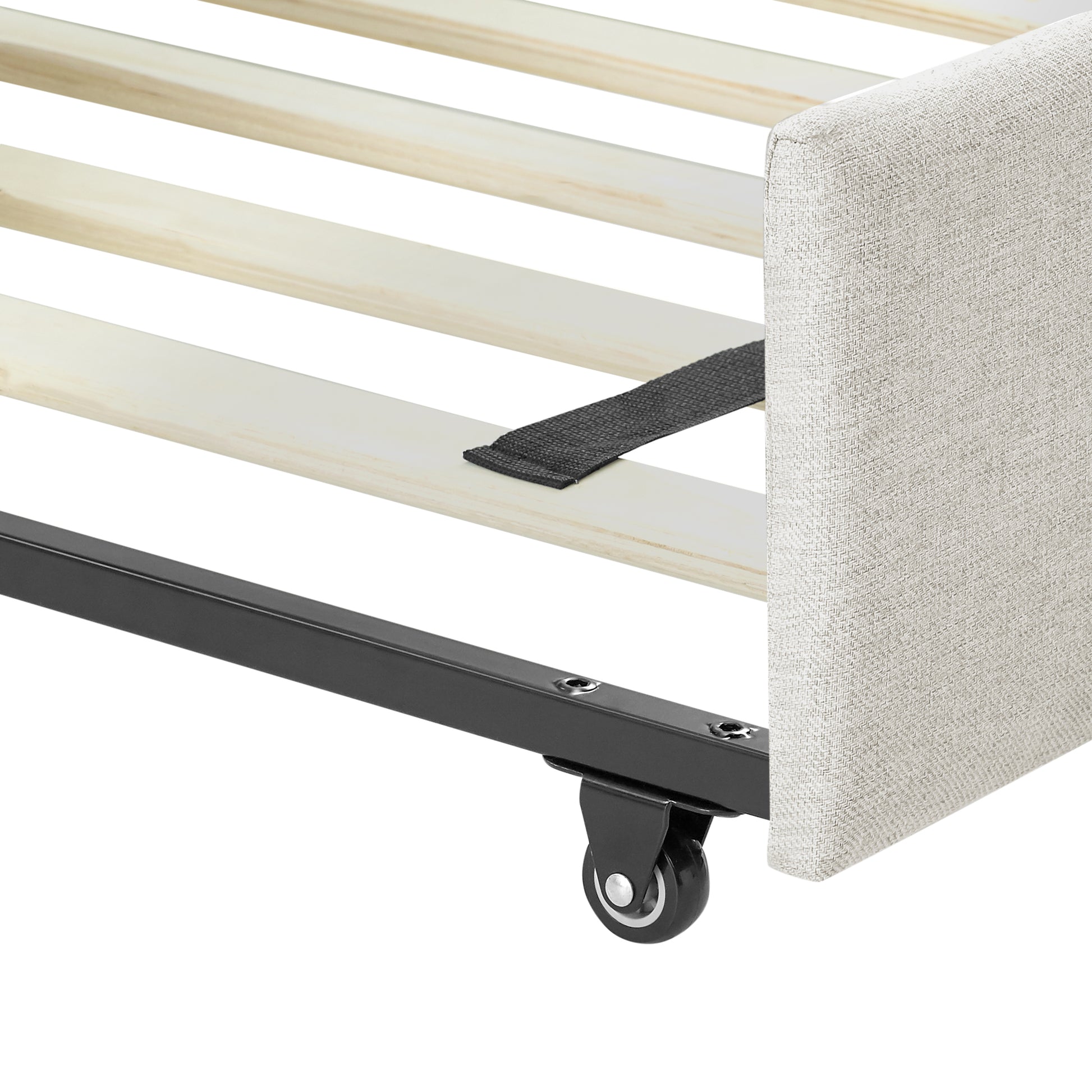 Full Size Daybed with Two Drawers Trundle Upholstered Tufted Sofa Bed- Beige_15