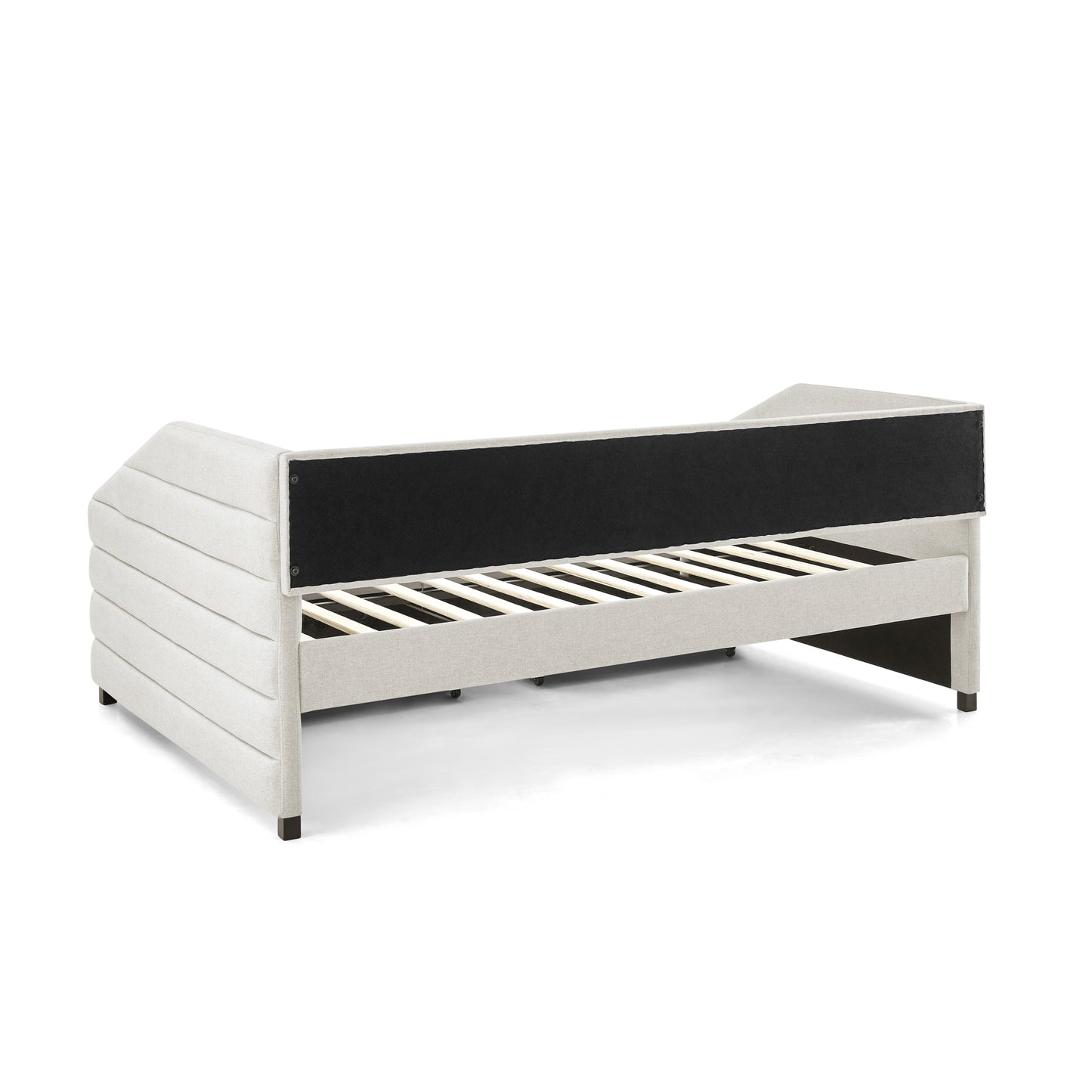 Full Size Daybed with Two Drawers Trundle Upholstered Tufted Sofa Bed- Beige_12