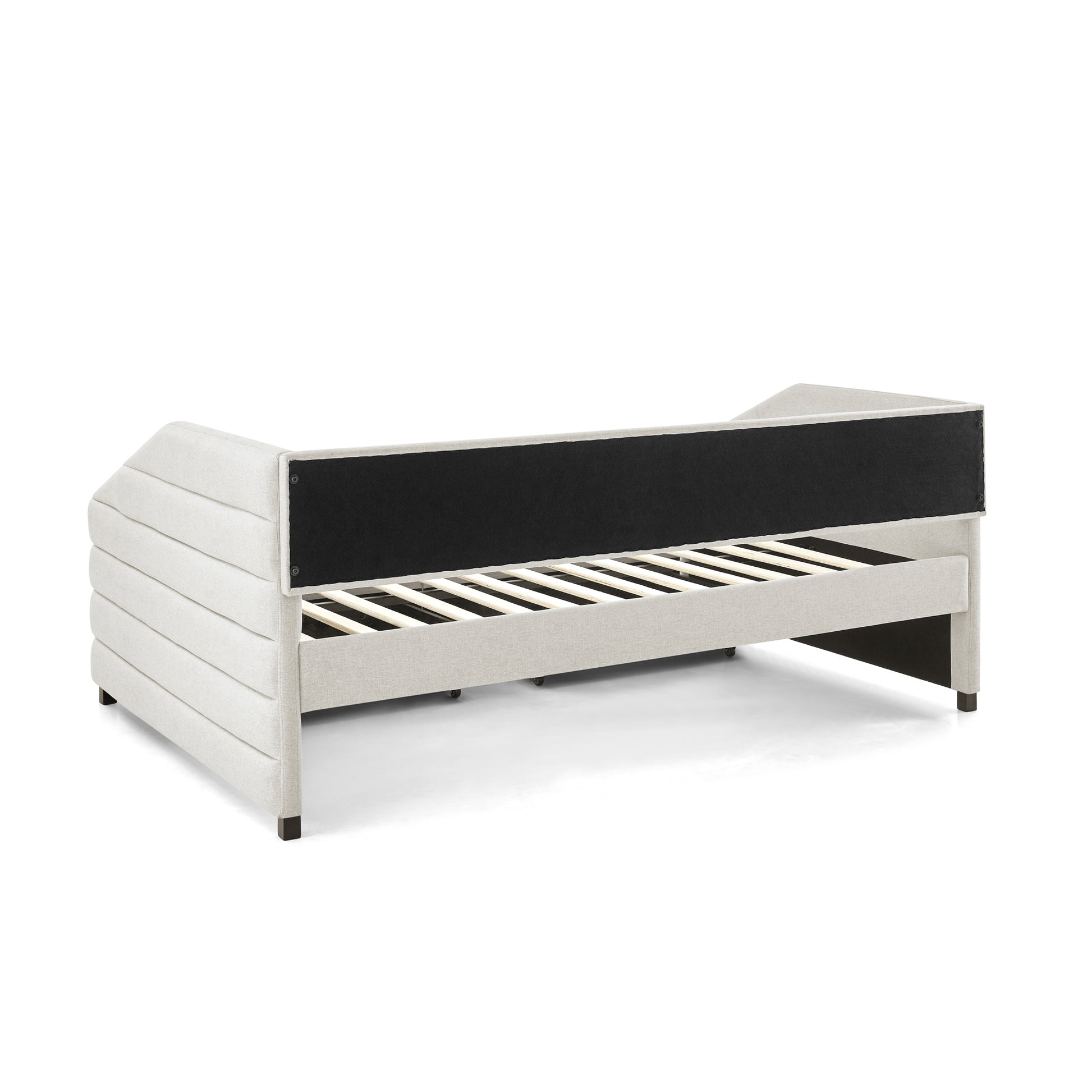 Full Size Daybed with Two Drawers Trundle Upholstered Tufted Sofa Bed- Beige_12