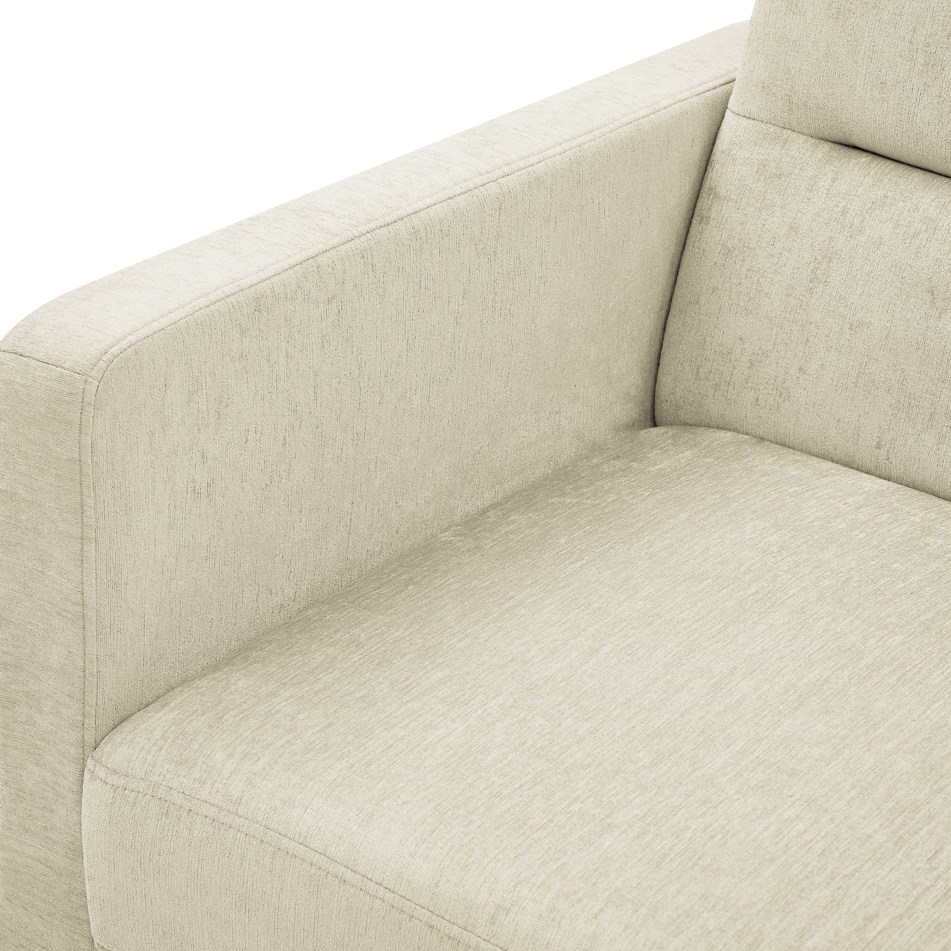 Upholstered Sleeper Velvet Sofa Bed with Adjustable Backrest and Foam Cushion- Beige_15