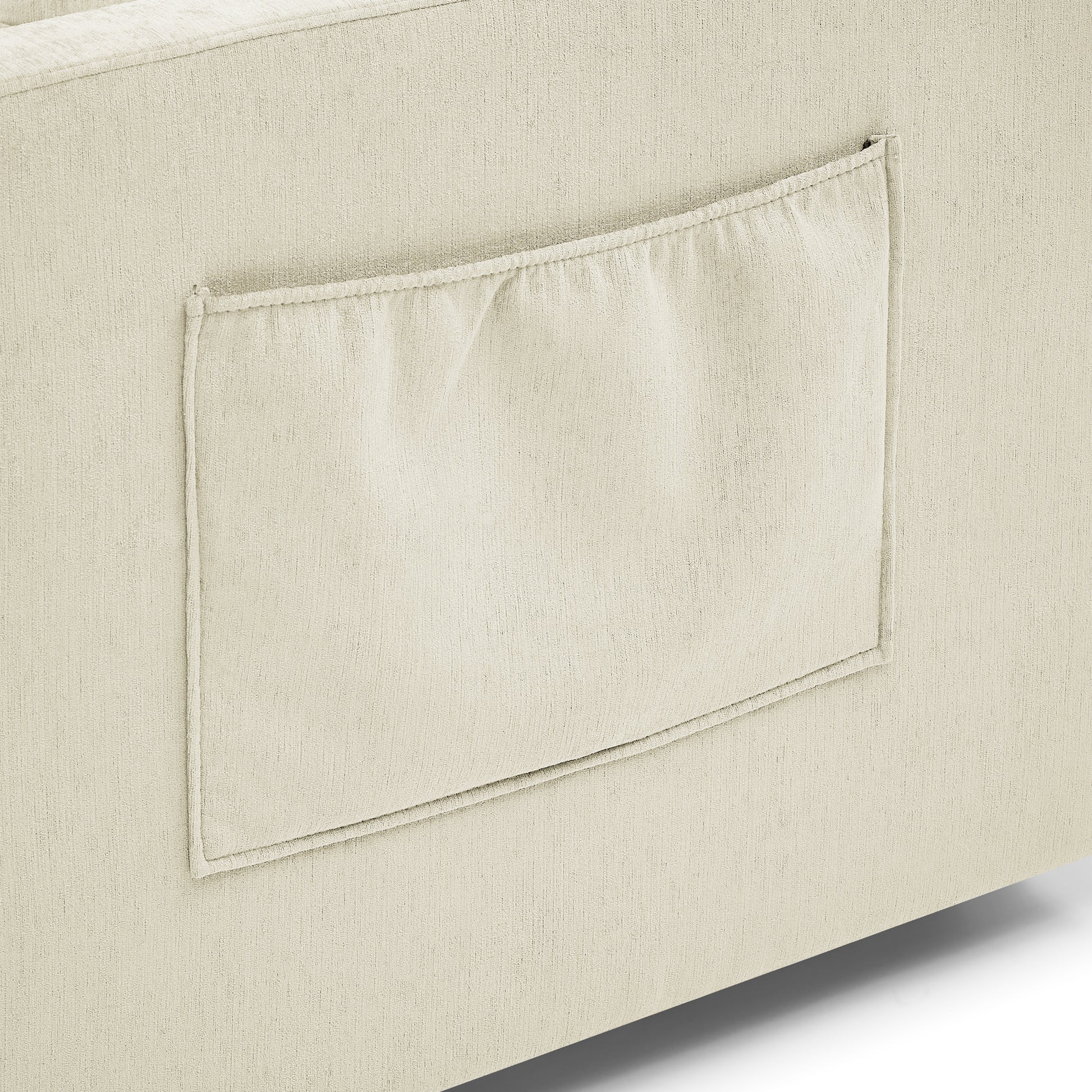Upholstered Sleeper Velvet Sofa Bed with Adjustable Backrest and Foam Cushion- Beige_8