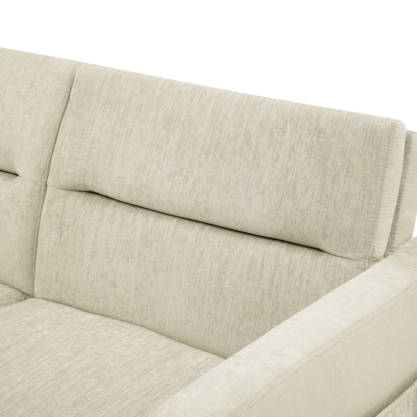 Upholstered Sleeper Velvet Sofa Bed with Adjustable Backrest and Foam Cushion- Beige_16