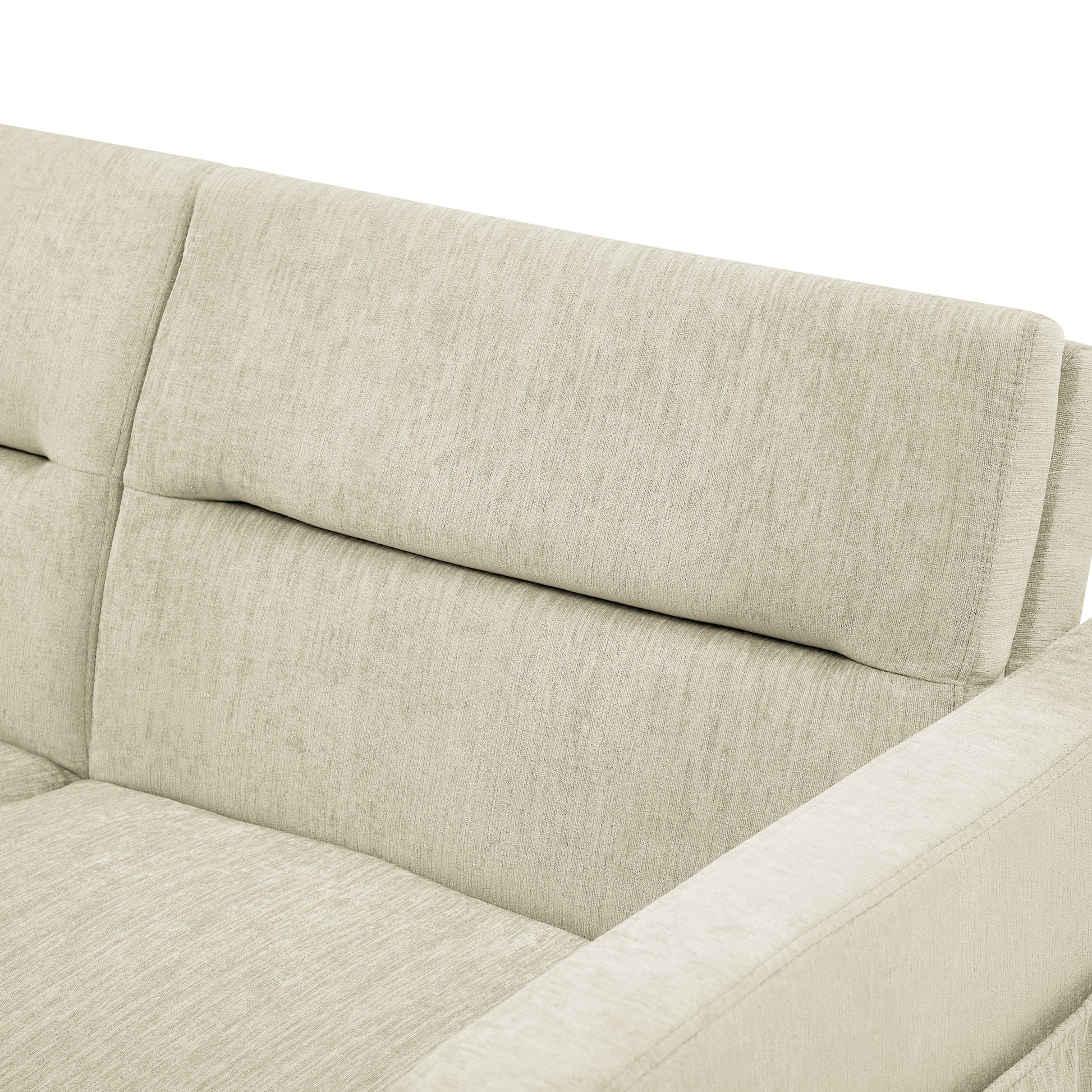 Upholstered Sleeper Velvet Sofa Bed with Adjustable Backrest and Foam Cushion- Beige_16