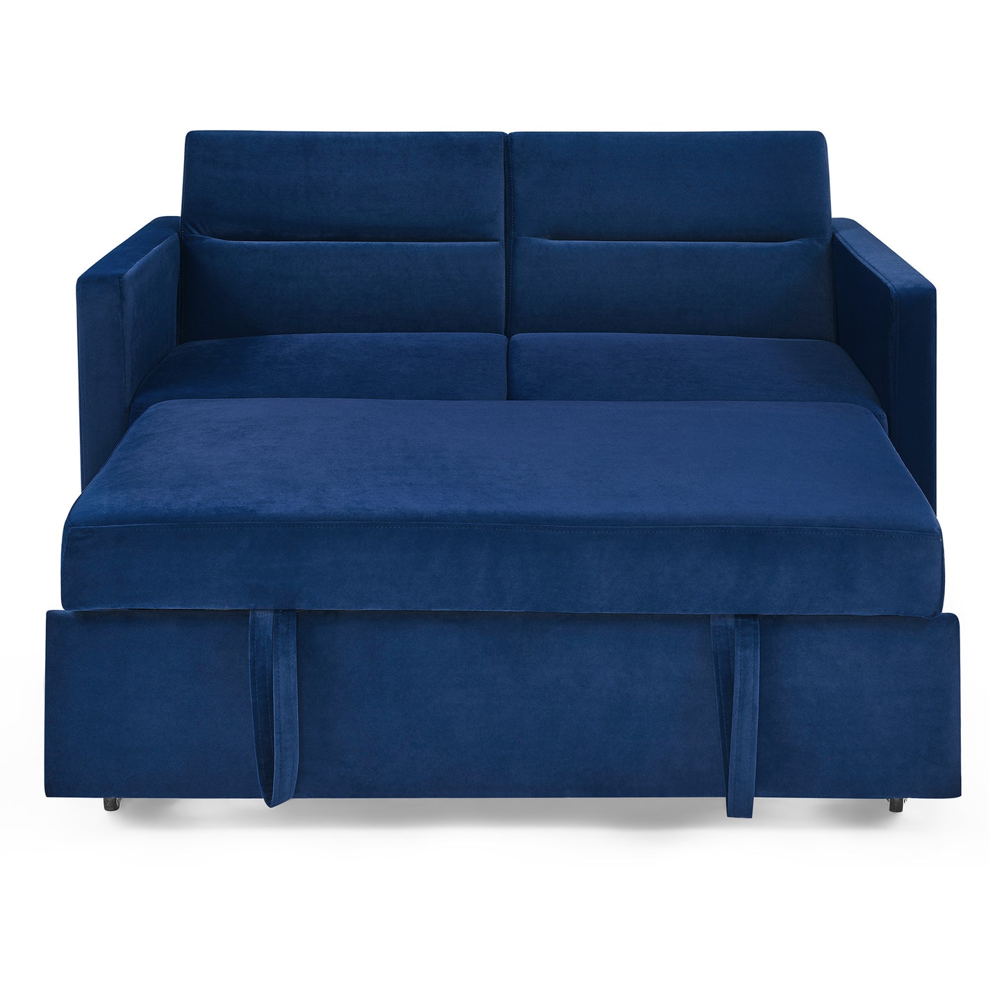 Upholstered Sleeper Velvet Sofa Bed with Adjustable Backrest and Foam Cushion- Blue_9