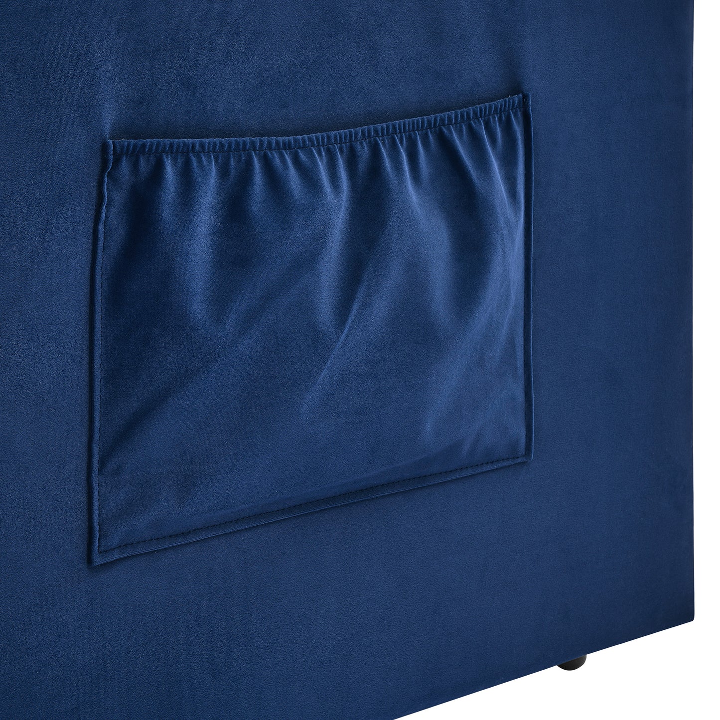 Upholstered Sleeper Velvet Sofa Bed with Adjustable Backrest and Foam Cushion- Blue_19