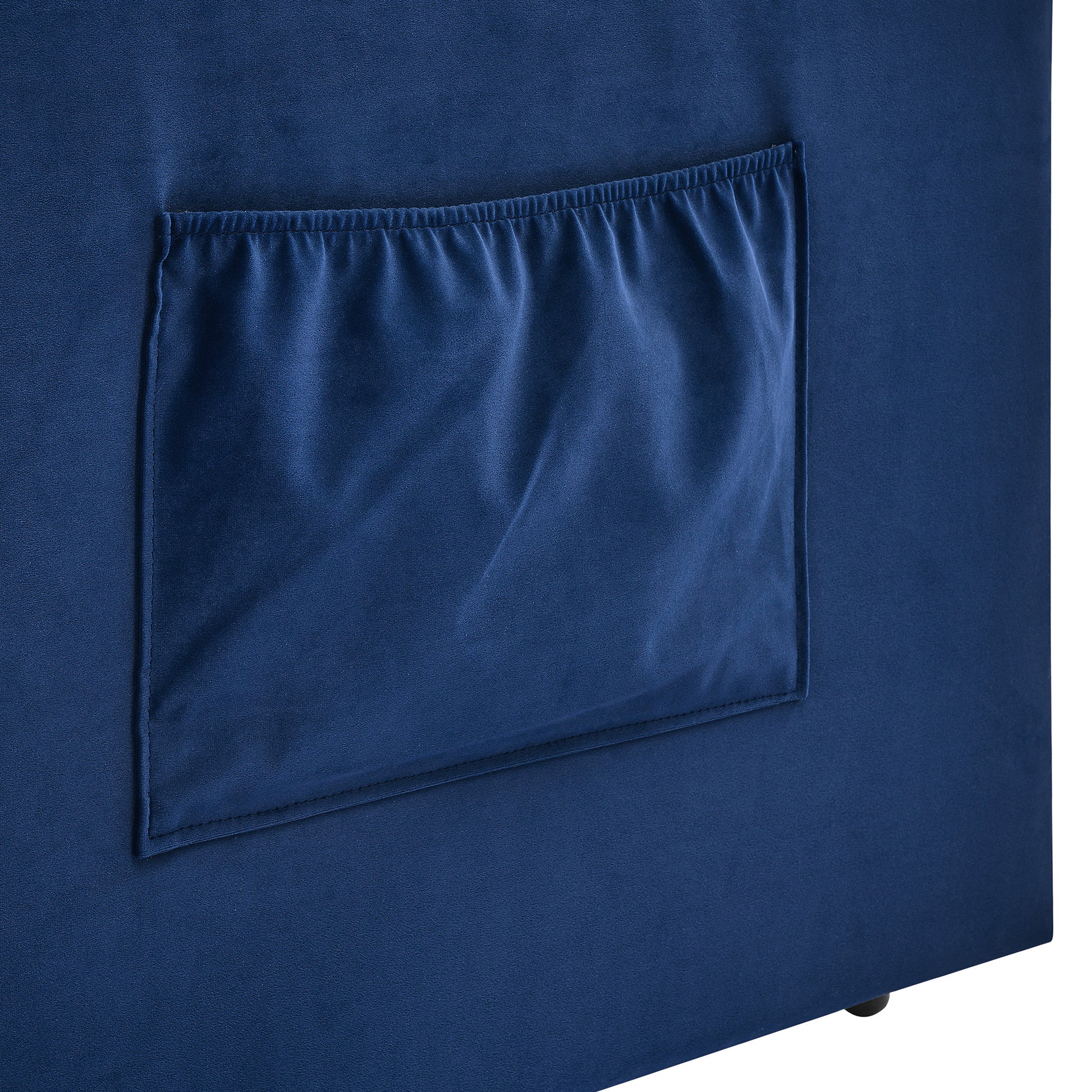 Upholstered Sleeper Velvet Sofa Bed with Adjustable Backrest and Foam Cushion- Blue_19