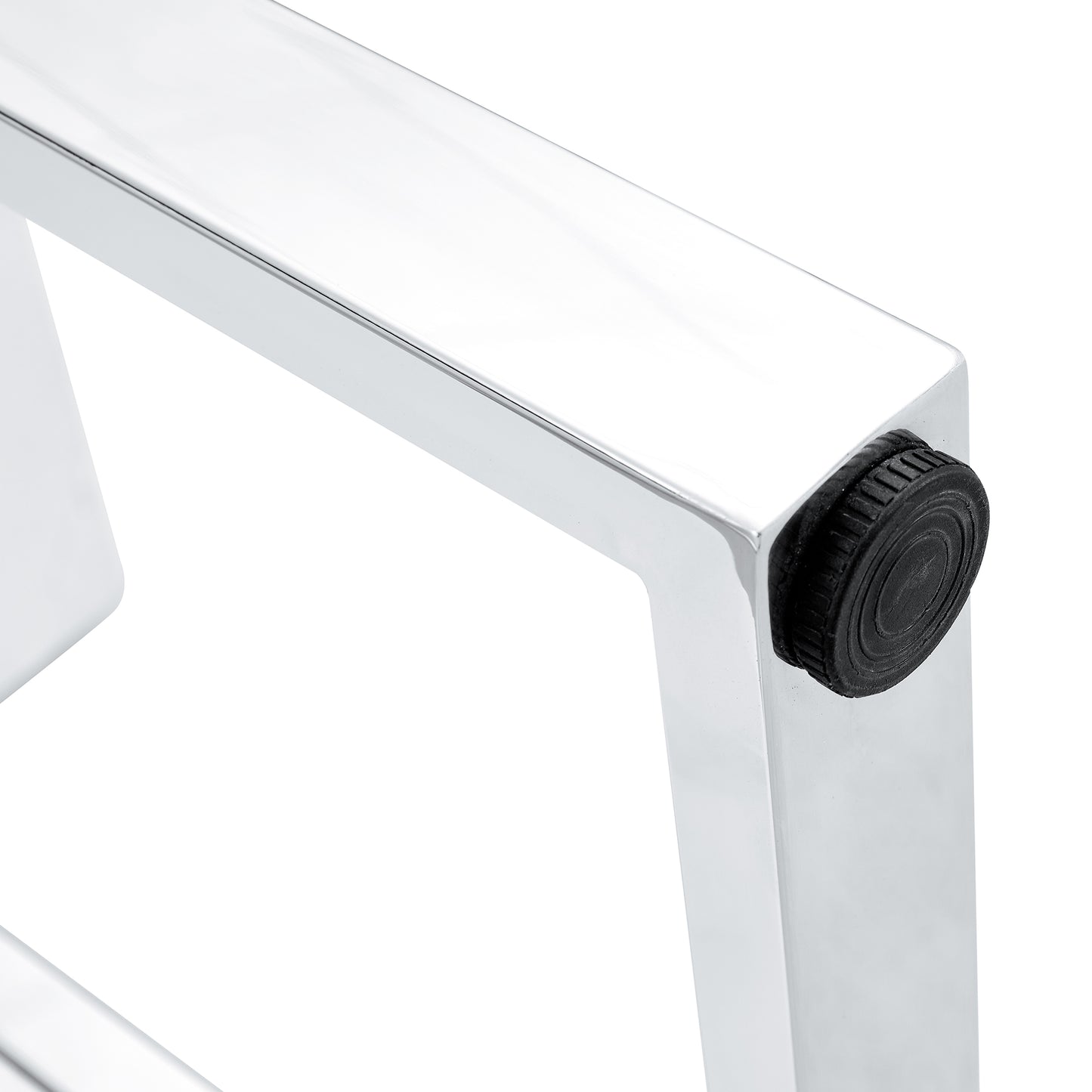 Rectangular Dining  Transparent Tempered Glass Tabletop with White Trapezoid Bracket_17
