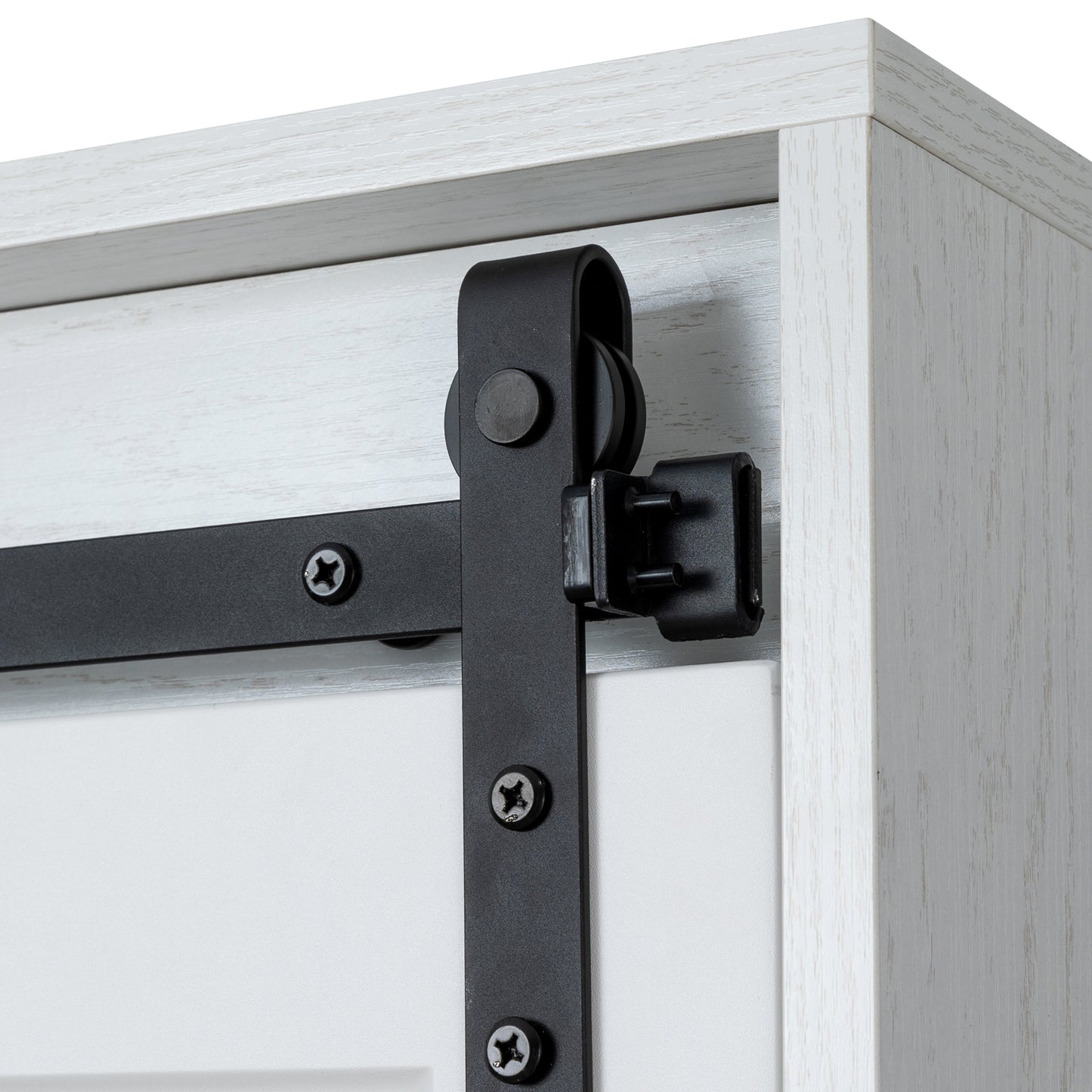Freestanding Contemporary Wooden Closet Cabinet with Hanging Rod- Antique White_14