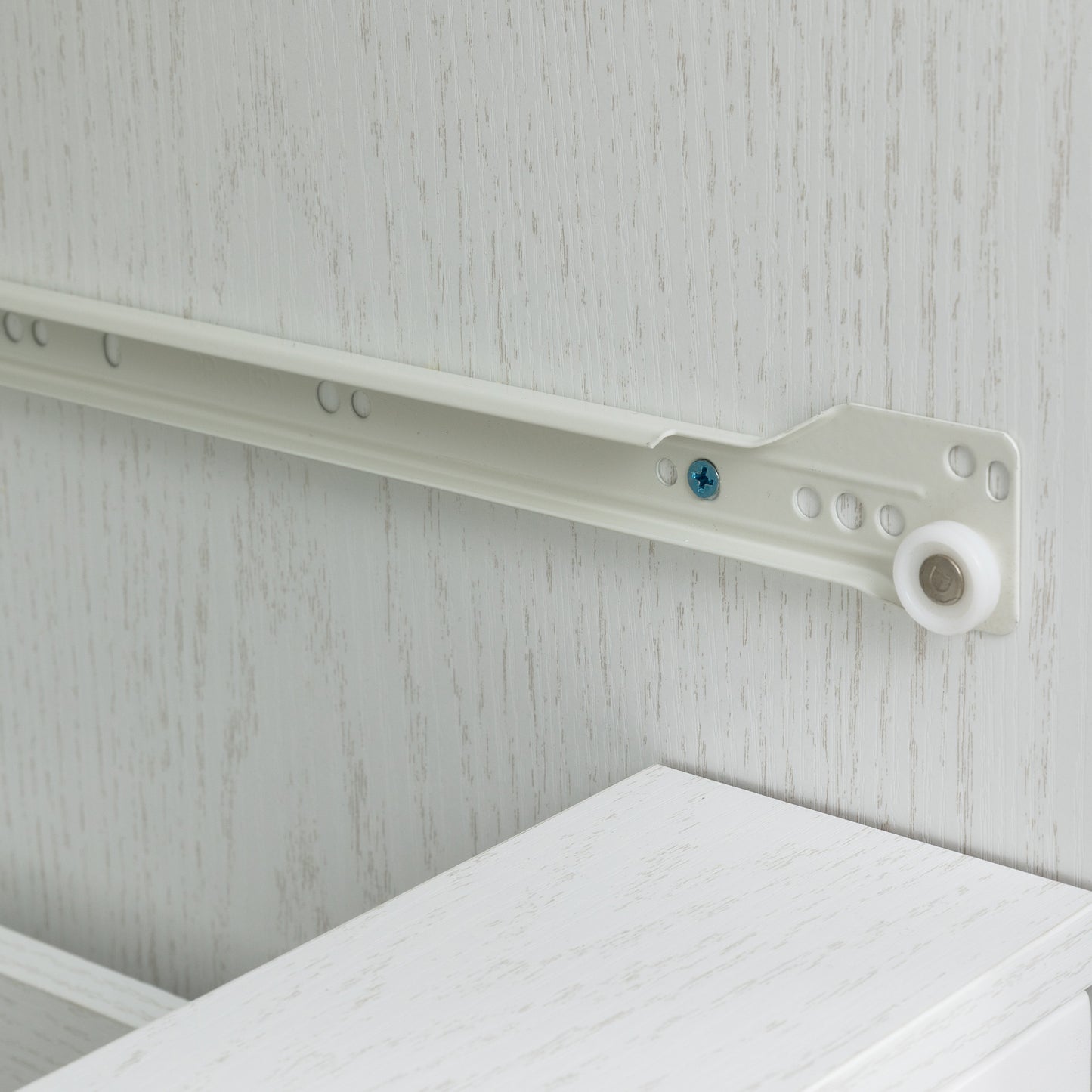 Freestanding Contemporary Wooden Closet Cabinet with Hanging Rod- Antique White_17