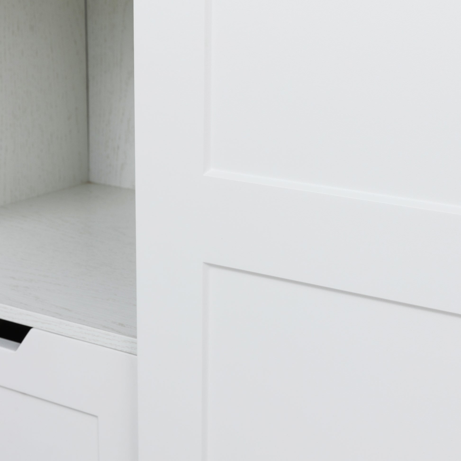 Freestanding Contemporary Wooden Closet Cabinet with Hanging Rod- Antique White_11
