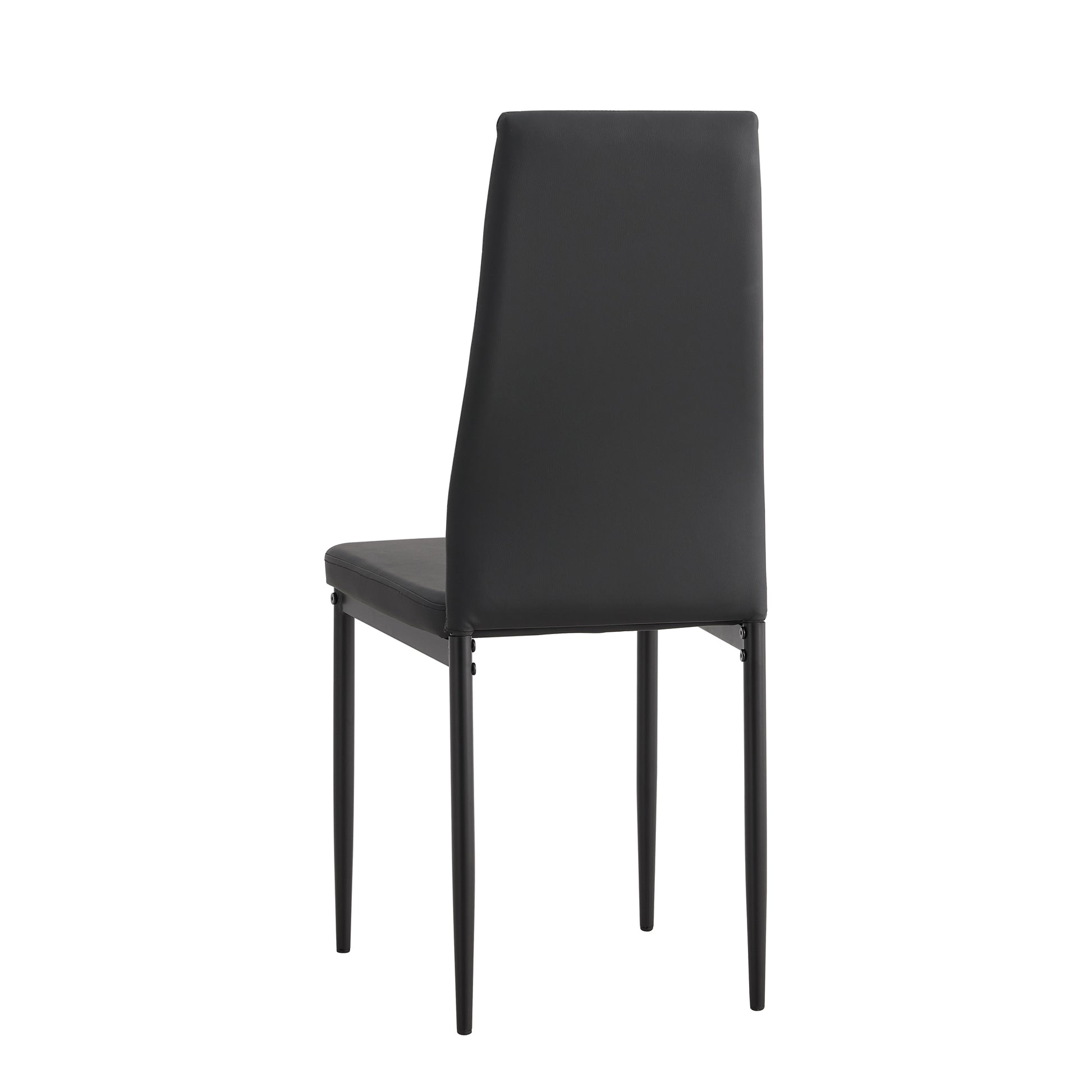 Set of 7 6 Seater Tempered Glass Dining Table and Faux Leather Chair Set- Black_13