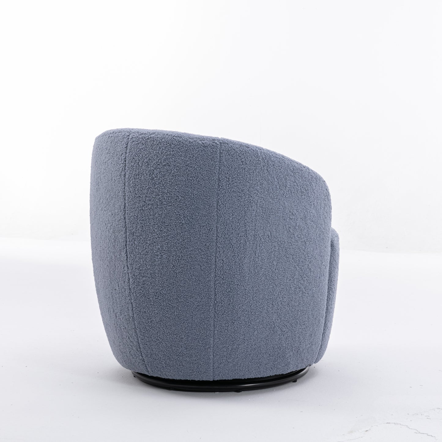 Teddy Fabric Swivel Accent Armchair Barrel Chair With Black Metal Ring- Light Blue_10