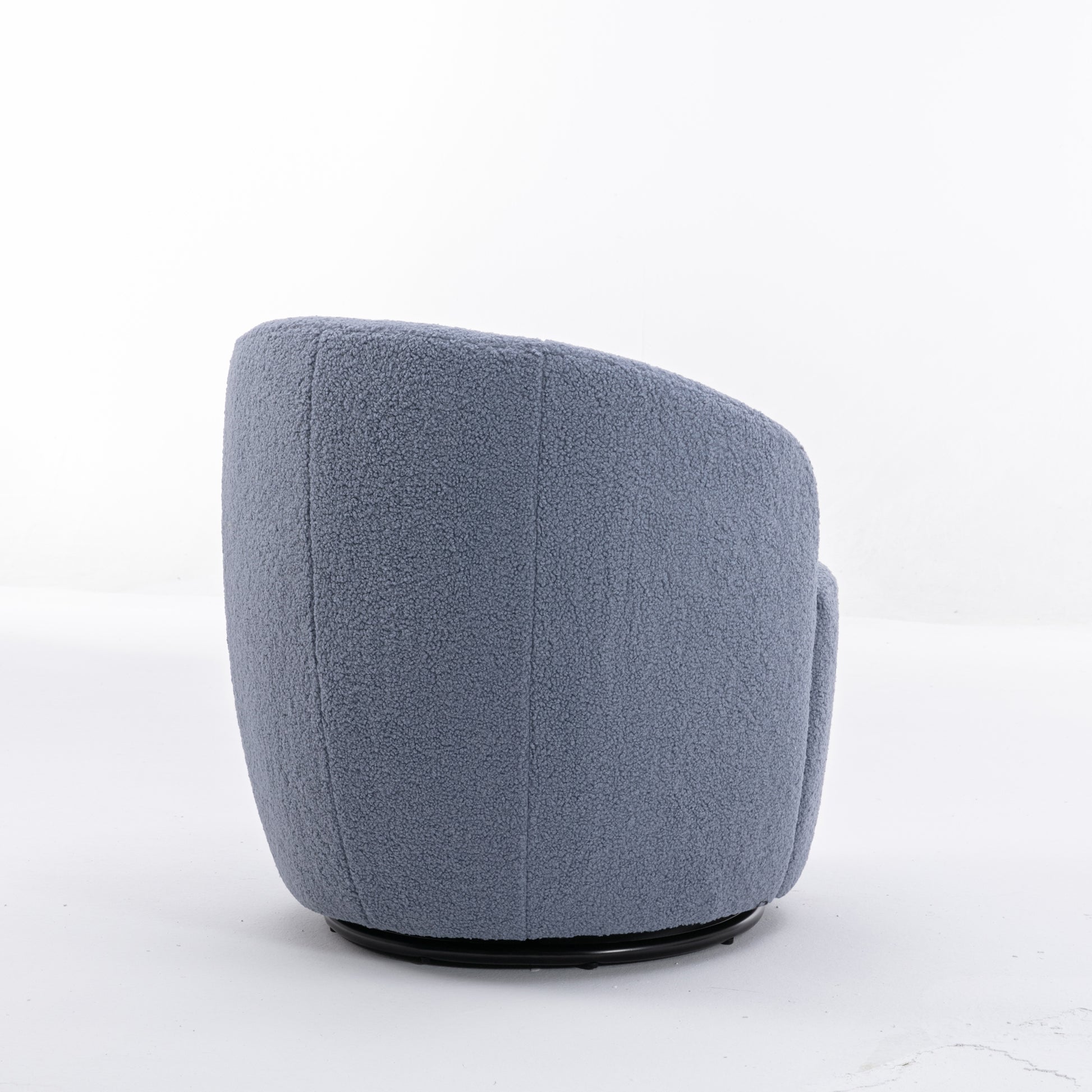 Teddy Fabric Swivel Accent Armchair Barrel Chair With Black Metal Ring- Light Blue_10