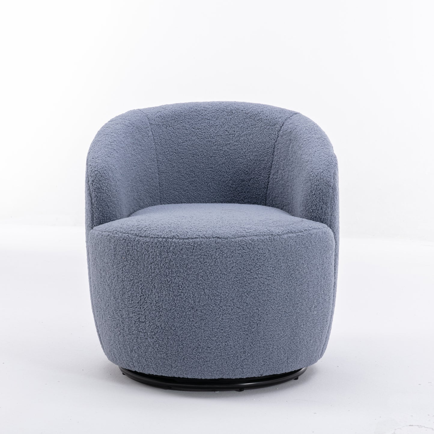 Teddy Fabric Swivel Accent Armchair Barrel Chair With Black Metal Ring- Light Blue_13