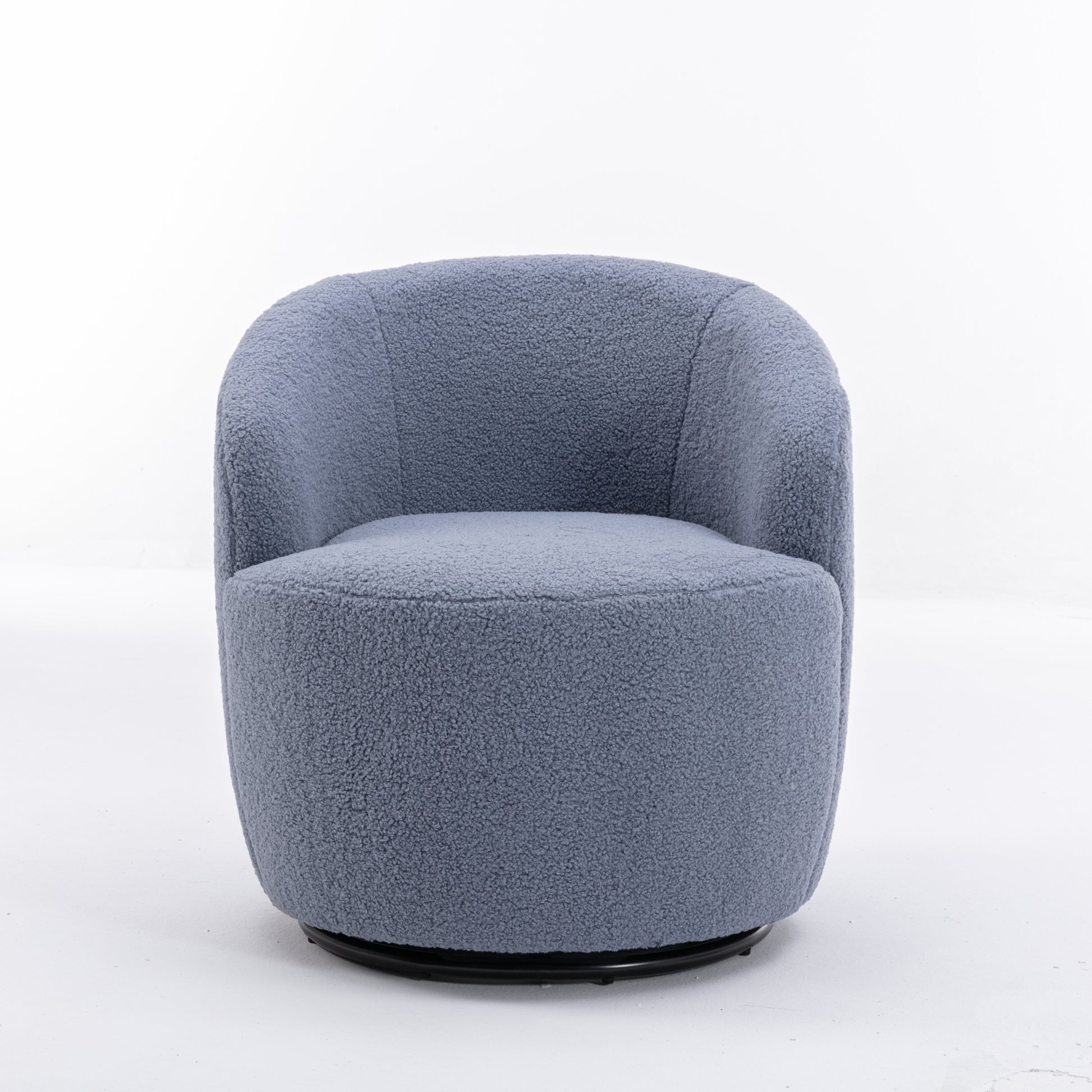 Teddy Fabric Swivel Accent Armchair Barrel Chair With Black Metal Ring- Light Blue_13