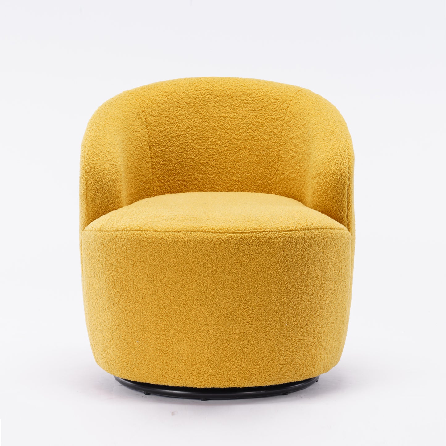 Teddy Fabric Swivel Accent Armchair Barrel Chair With Black Metal Ring- Yellow_20